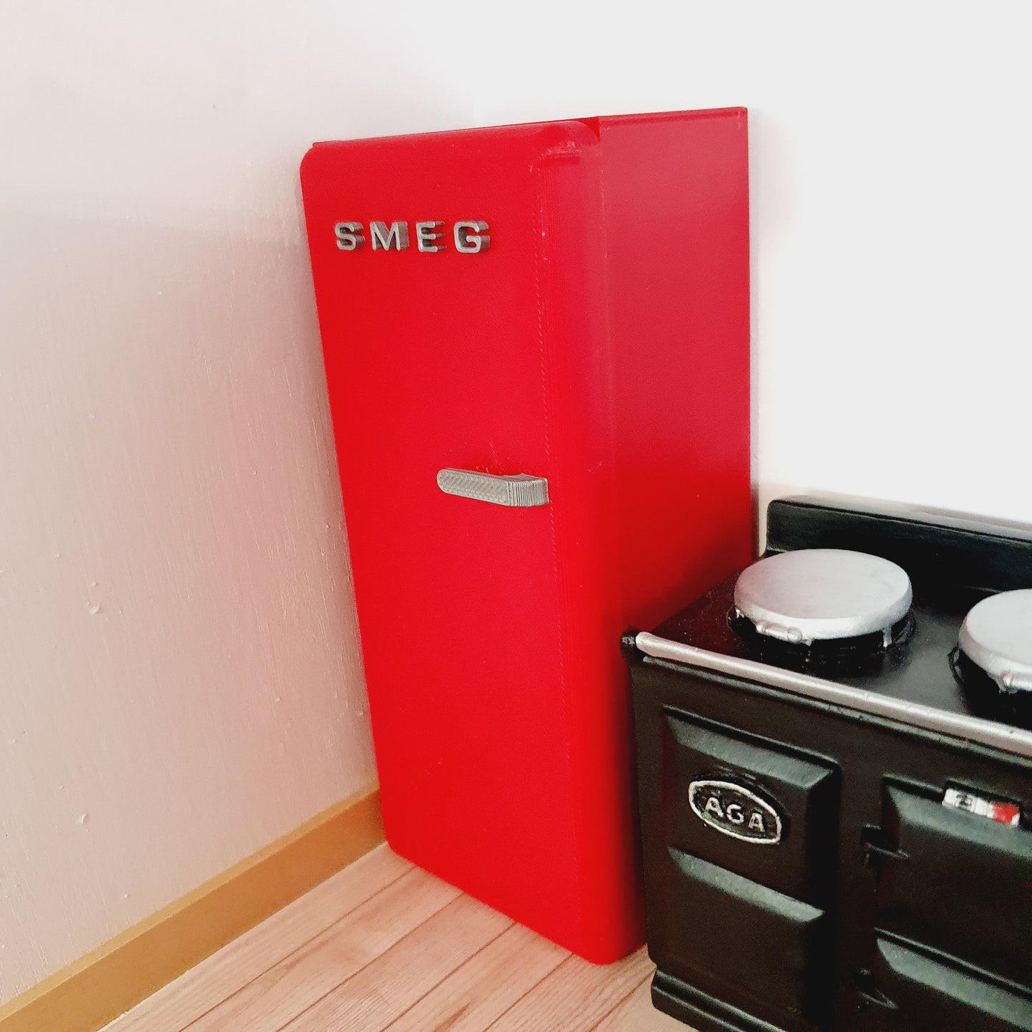 Dolls House Modern Kitchen Red SMEG Fridge, 1:12th Scale, Miniature fridge (K-FR-8)