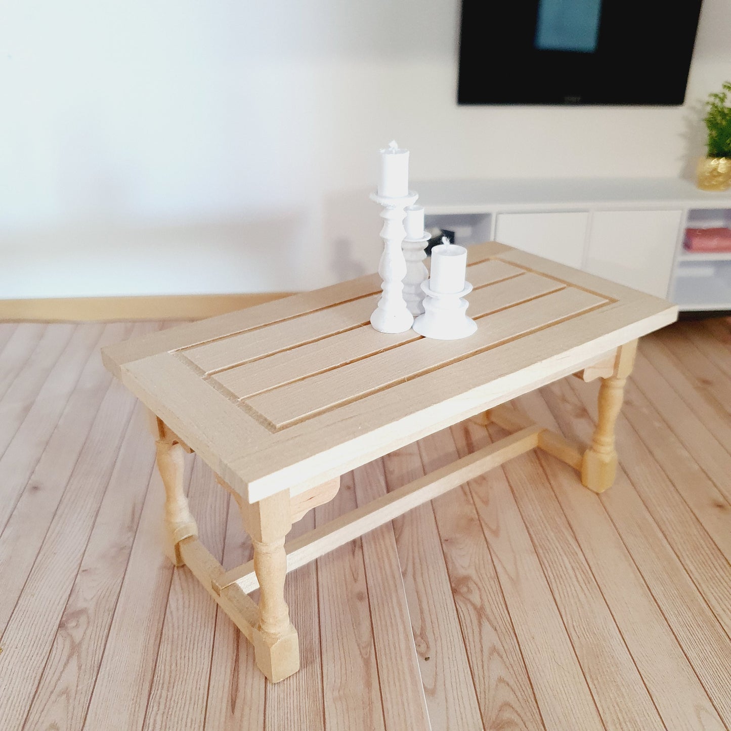 Dolls House Modern Wooden Dining Table, 1:12th Scale, Miniature Table (K-WTAB-3)