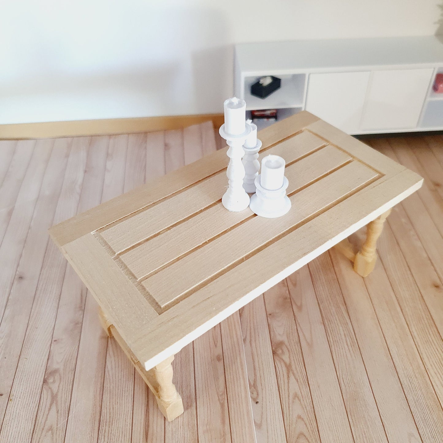 Dolls House Modern Wooden Dining Table, 1:12th Scale, Miniature Table (K-WTAB-3)