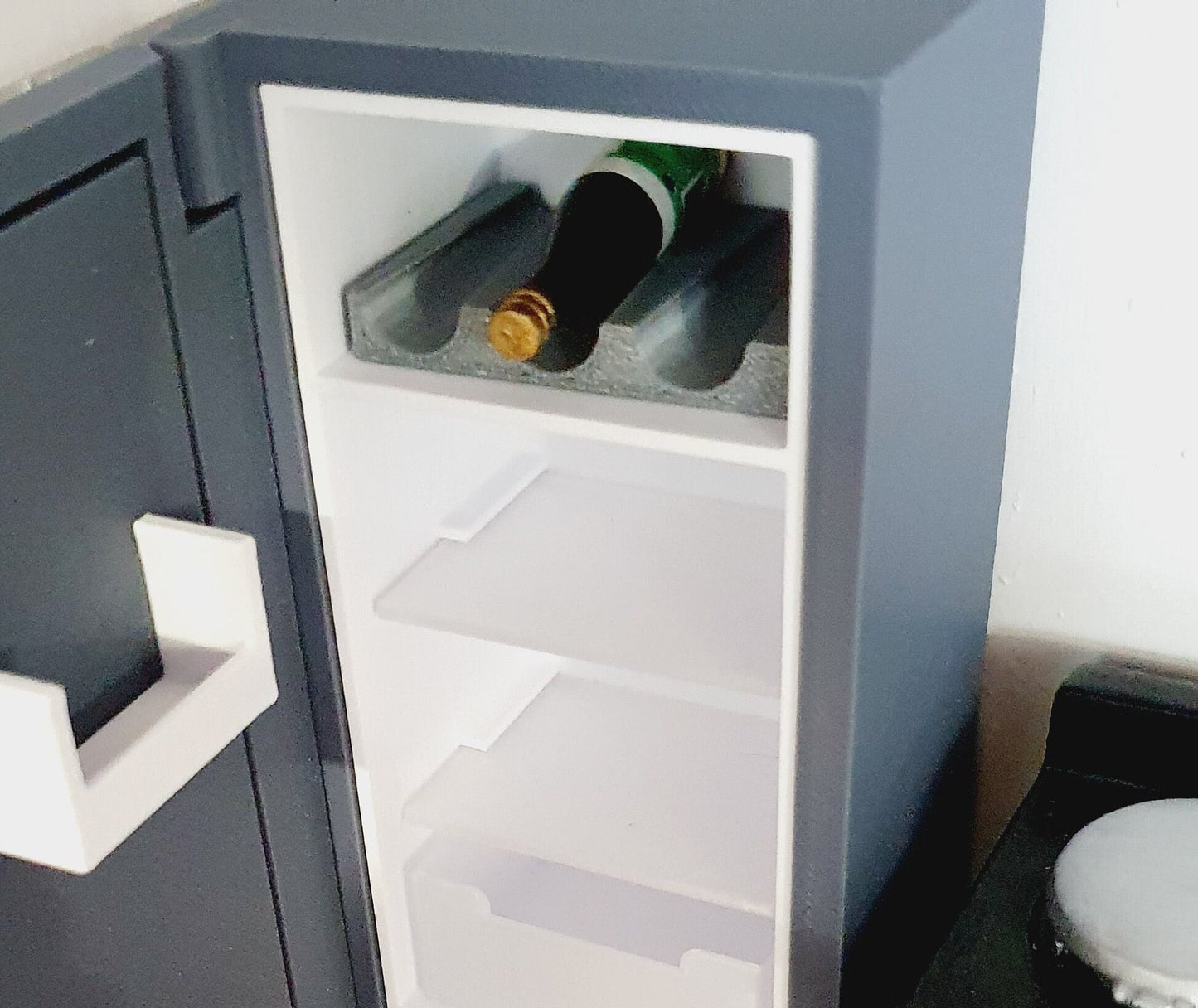 Dolls House Modern Kitchen Grey SMEG Fridge, 1:12th Scale, Miniature fridge
