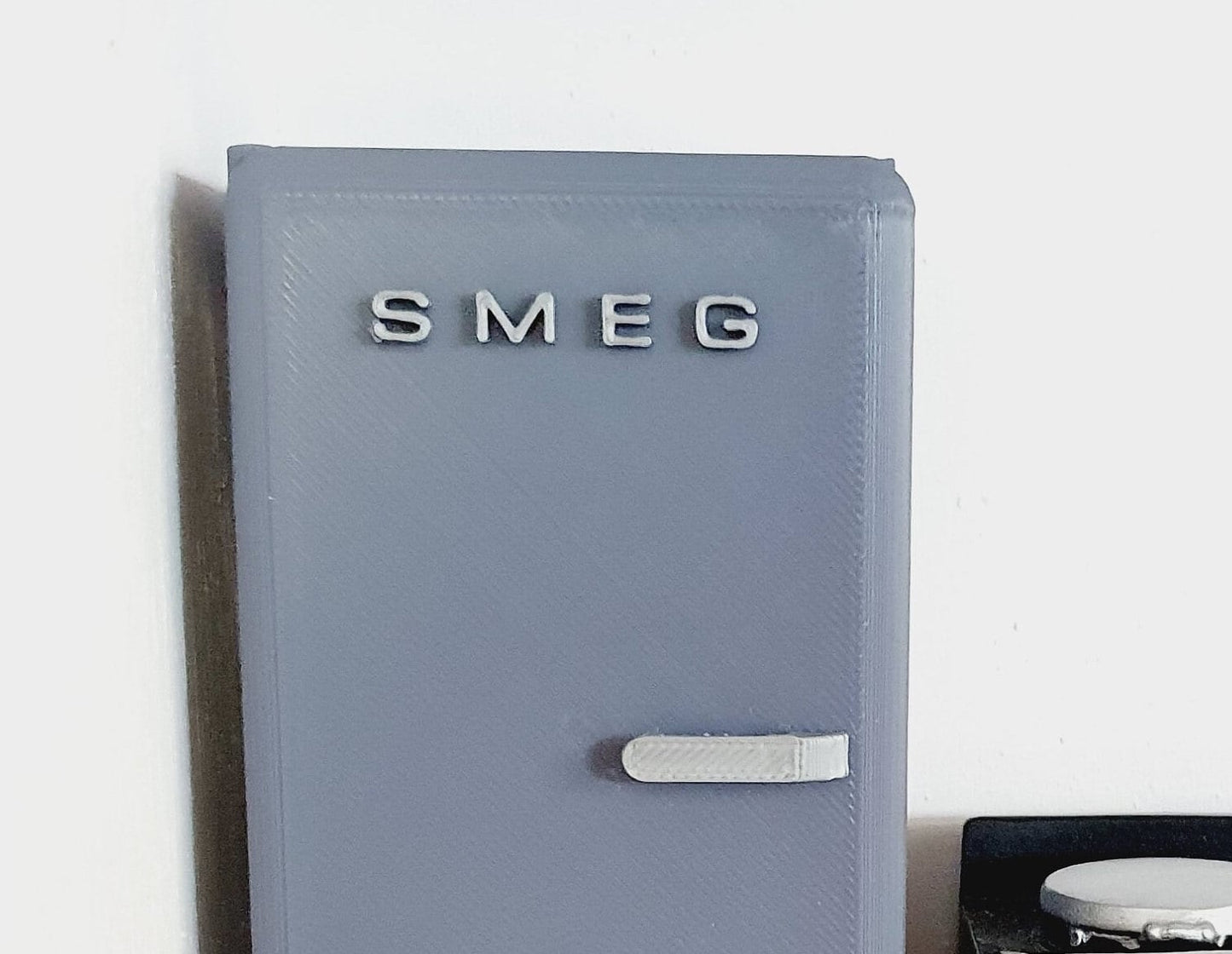 Dolls House Modern Kitchen Grey SMEG Fridge, 1:12th Scale, Miniature fridge