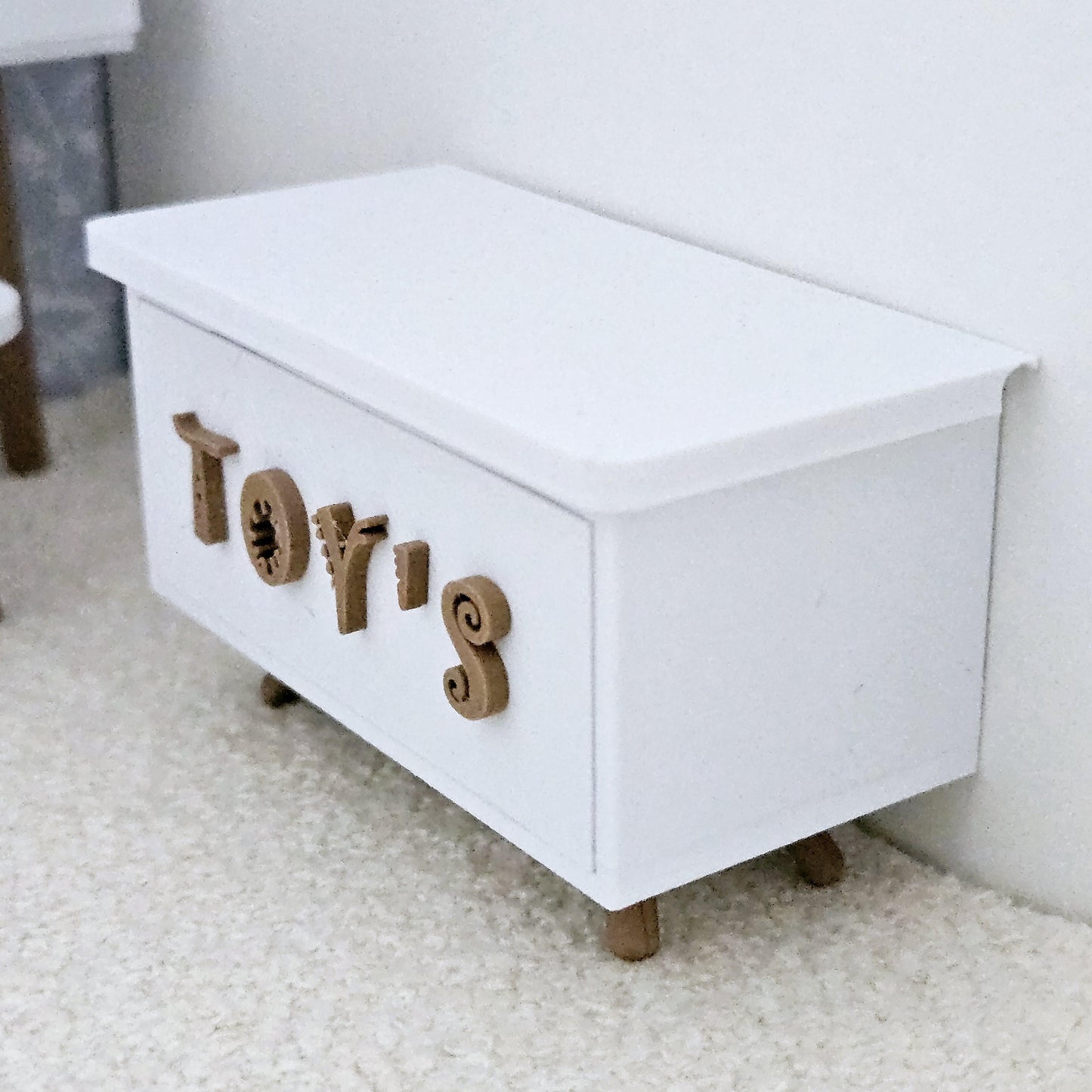 Dolls House Cute Toy Box, 12th scale storage box, miniature toys, choice of colours