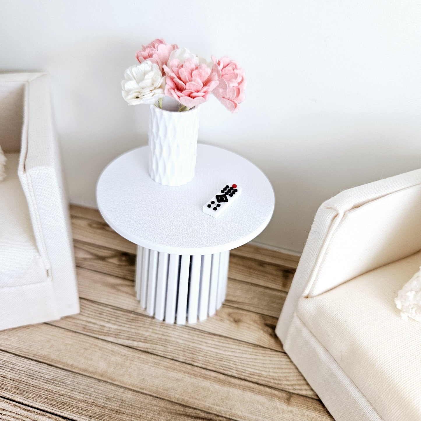 Dolls House Modern Side table Slat Table, 1:12 Scale, Choice of Colours, Miniature Side Table