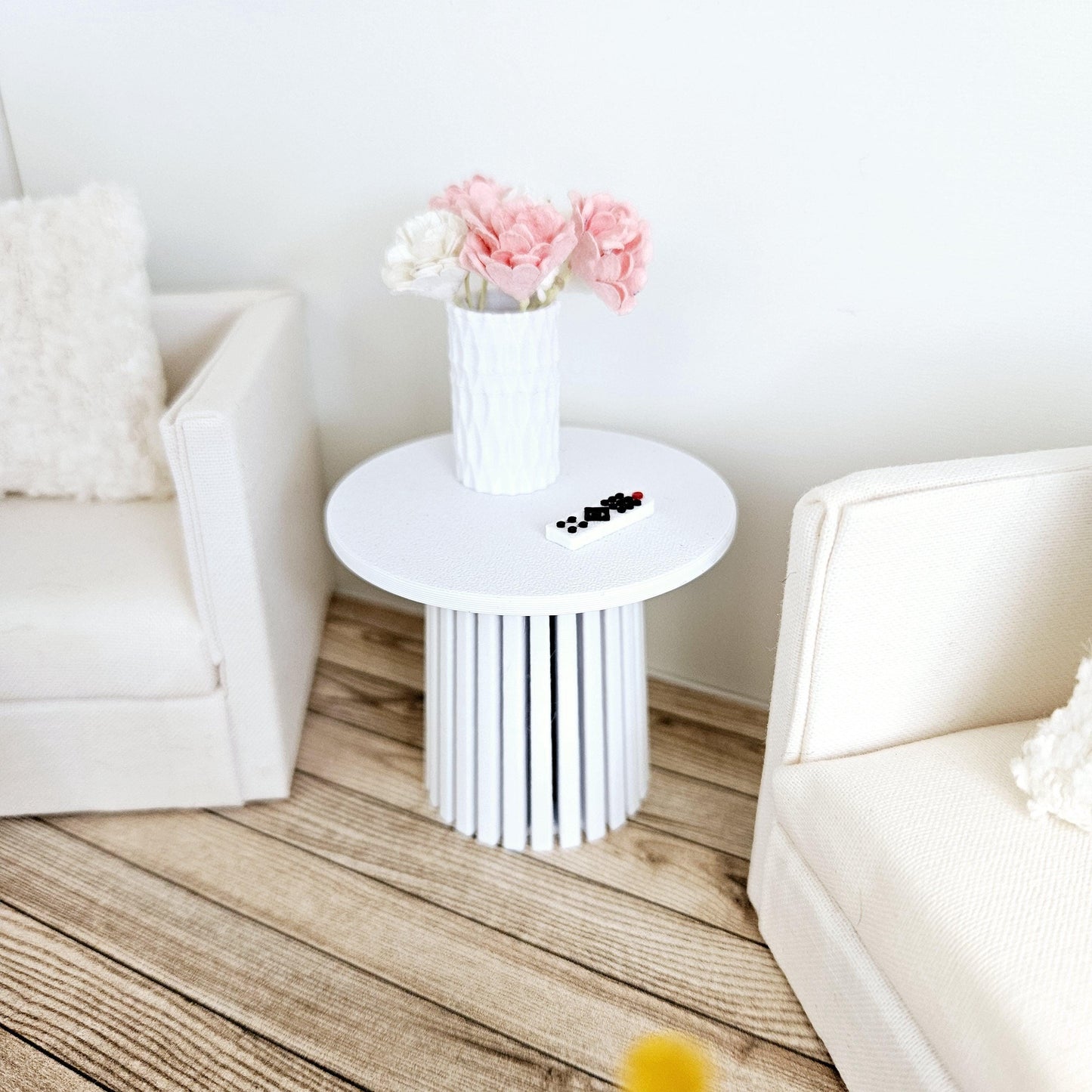 Dolls House Modern Side table Slat Table, 1:12 Scale, Choice of Colours, Miniature Side Table