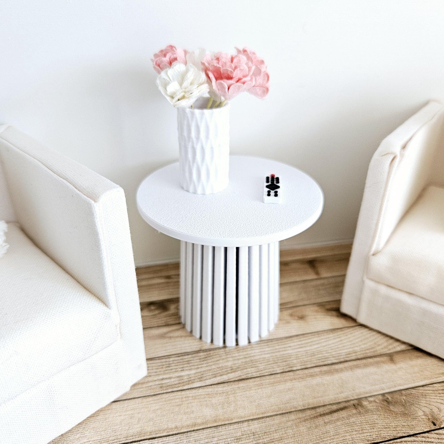 Dolls House Modern Side table Slat Table, 1:12 Scale, Choice of Colours, Miniature Side Table