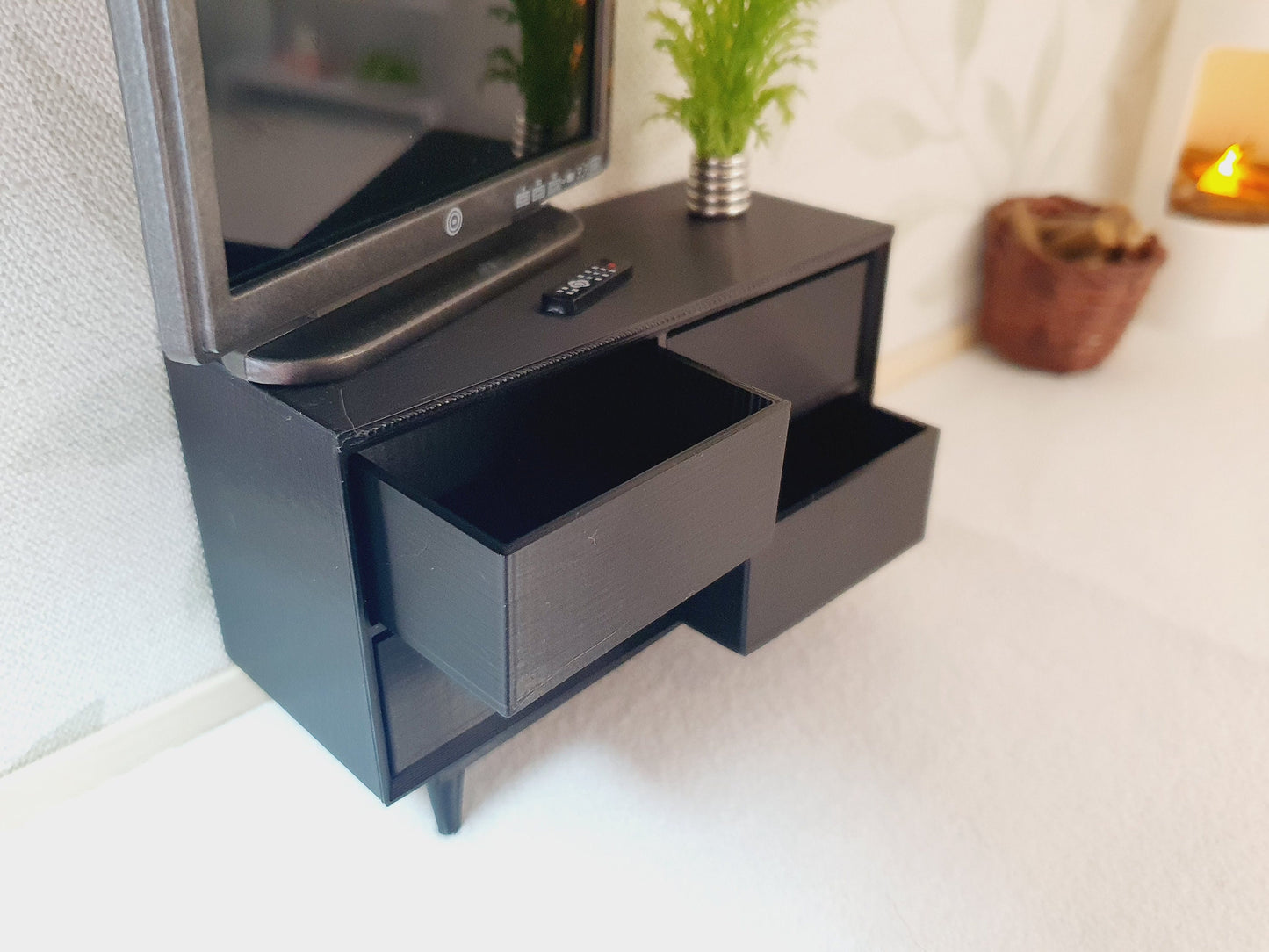 Dolls House Modern Sideboard with 4 opening drawers, Choice of Colours 1:12th Scale, Miniature chest of drawers (UN-5-D3-L1)
