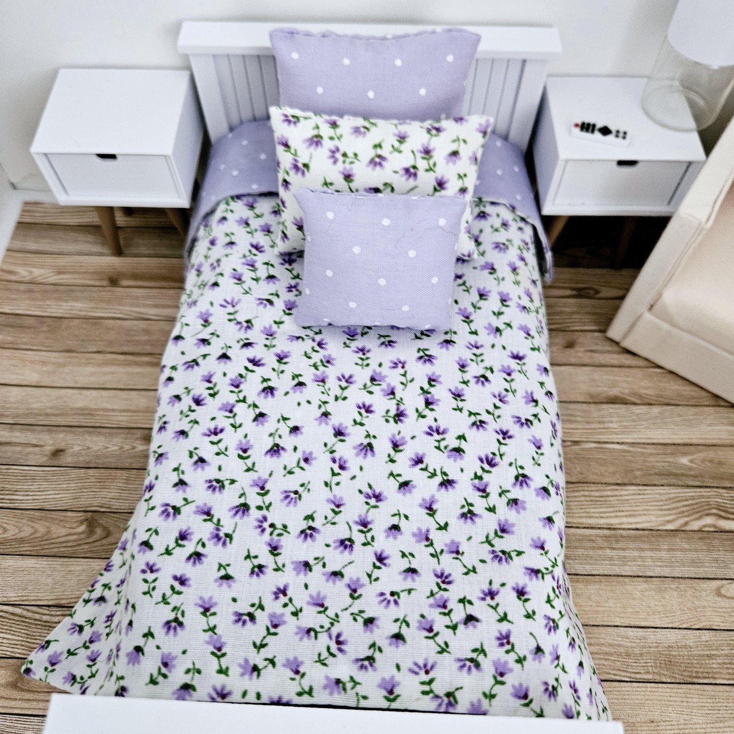 SALE!! Dolls house Floral Single 12th Scale Bedding Set, Doll House Girls Room Bedding