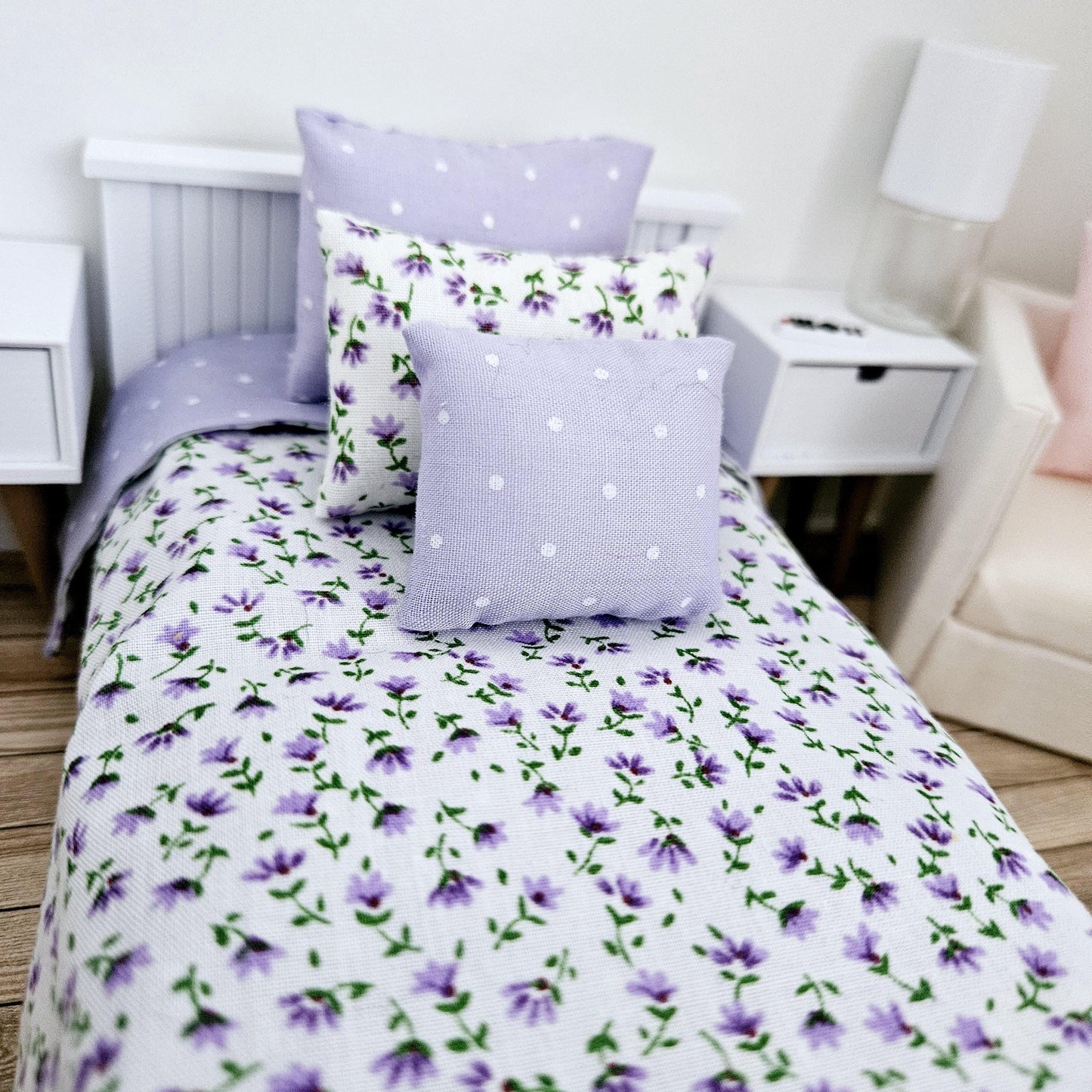 SALE!! Dolls house Floral Single 12th Scale Bedding Set, Doll House Girls Room Bedding