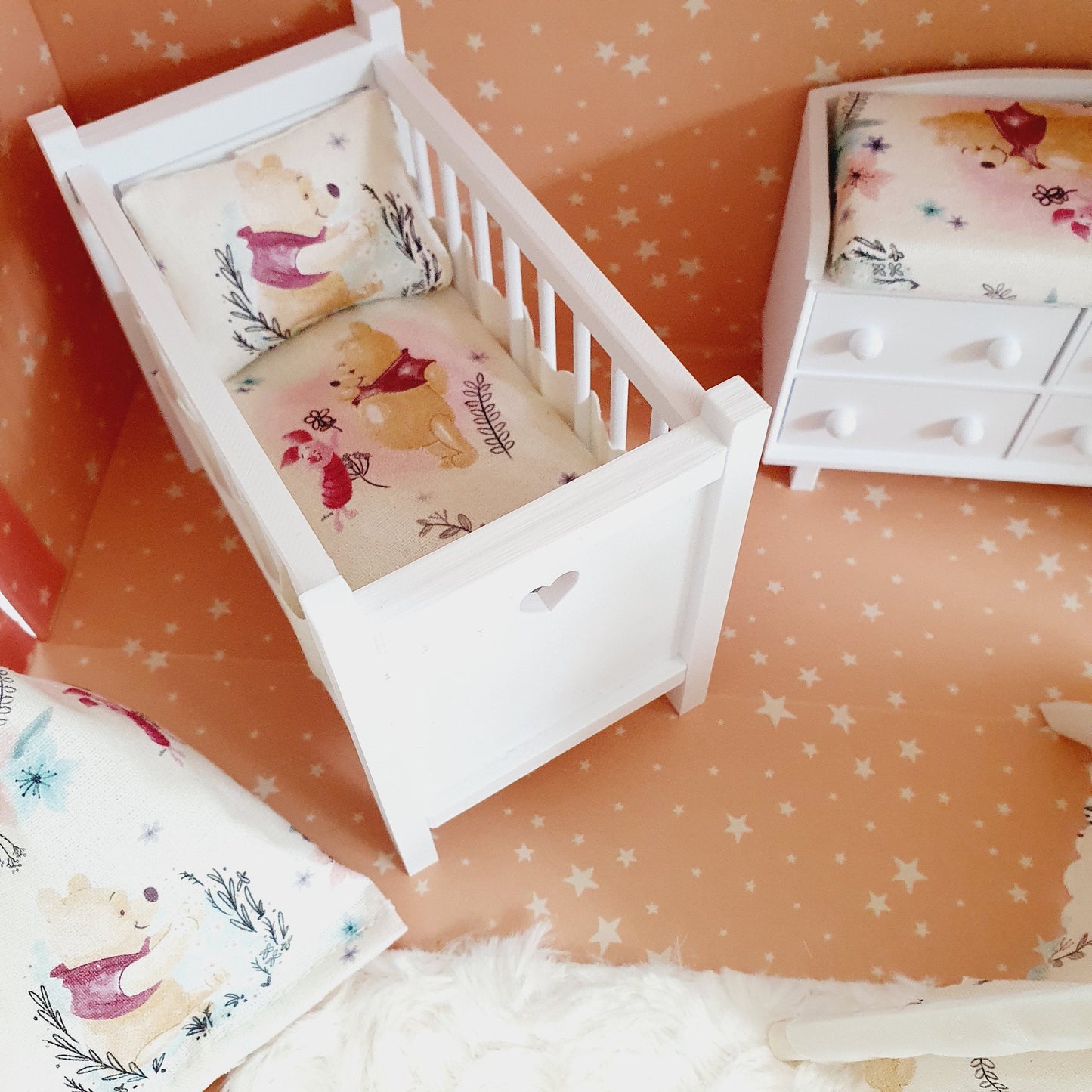 Dolls House Winnie the pooh Nursery Travel Suitcase, Cute Winnie the pooh Room Design, 12th Scale, Miniature case