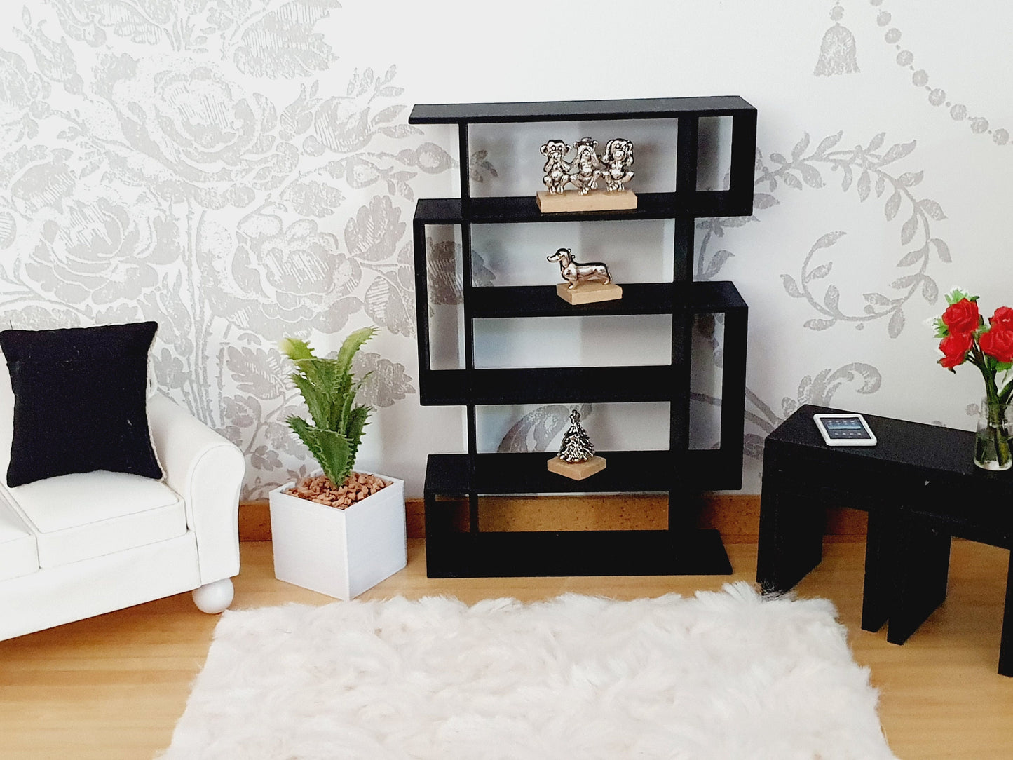 Dolls House Shelving Unit, 1:12th Scale, Miniature Shelves, Choice of Colours, room divider (SH1)