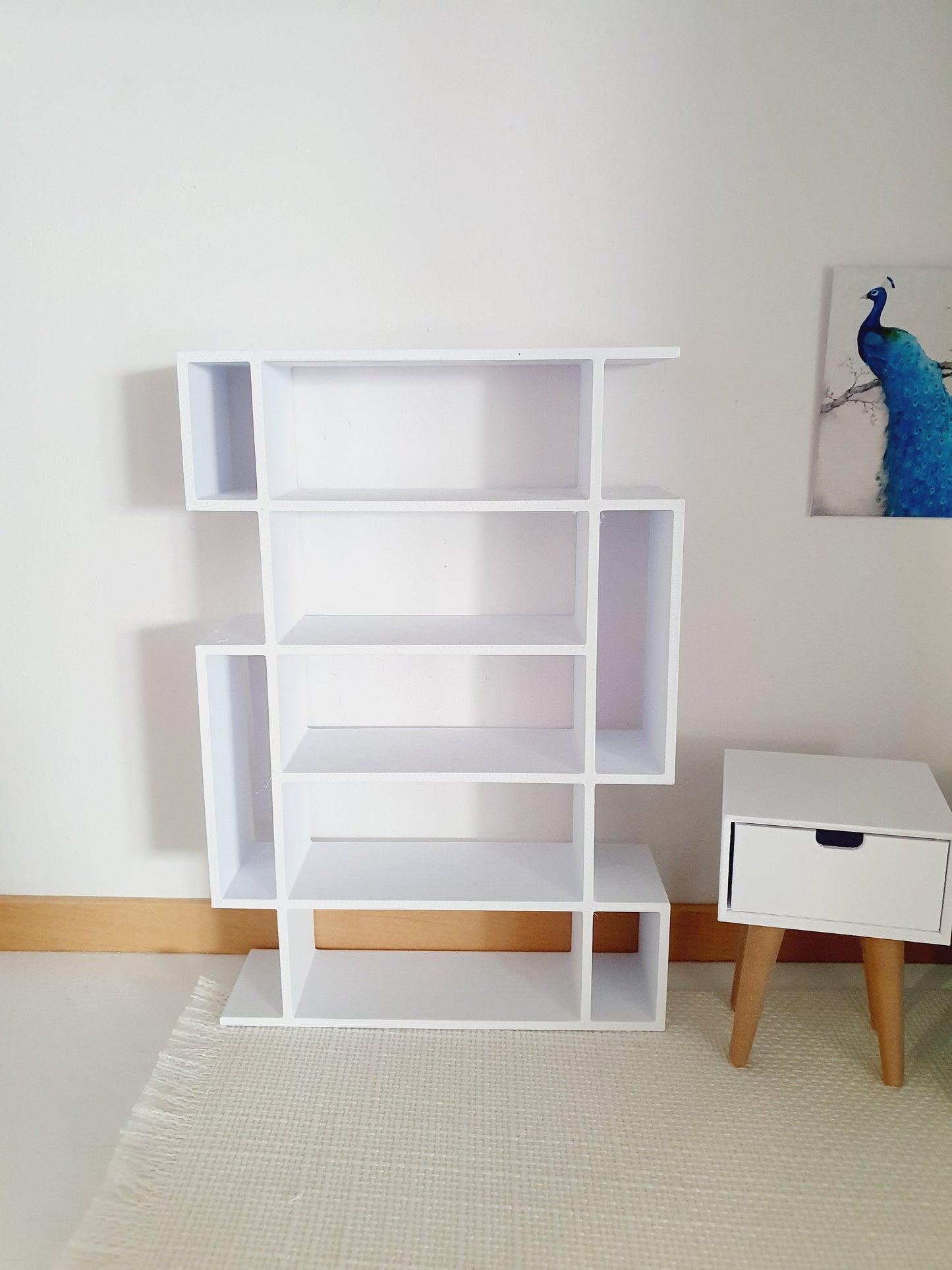 Dolls House Shelving Unit, 1:12th Scale, Miniature Shelves, Choice of Colours, room divider (SH1)