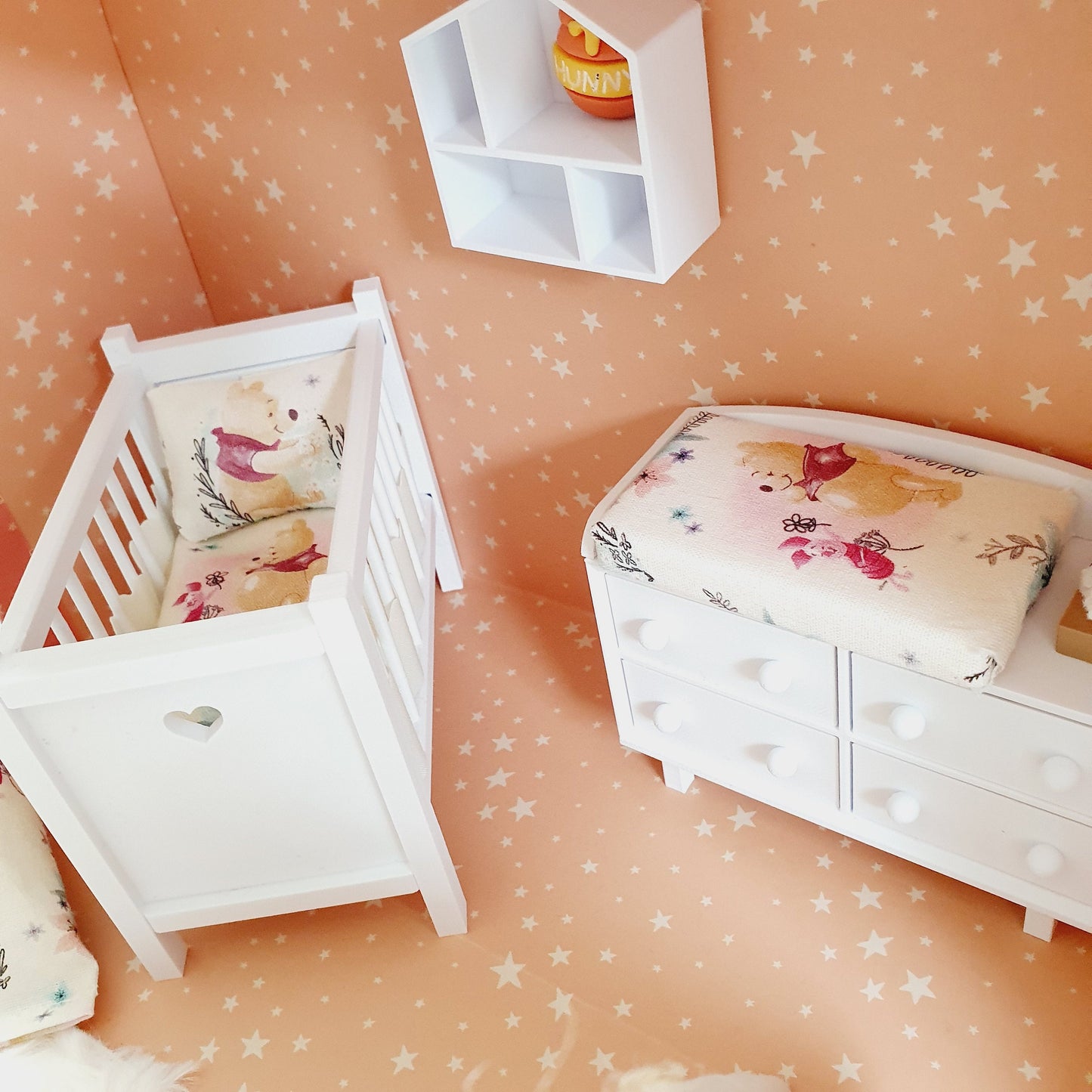 Dolls House Winnie the pooh Nursery Travel Suitcase, Cute Winnie the pooh Room Design, 12th Scale, Miniature case
