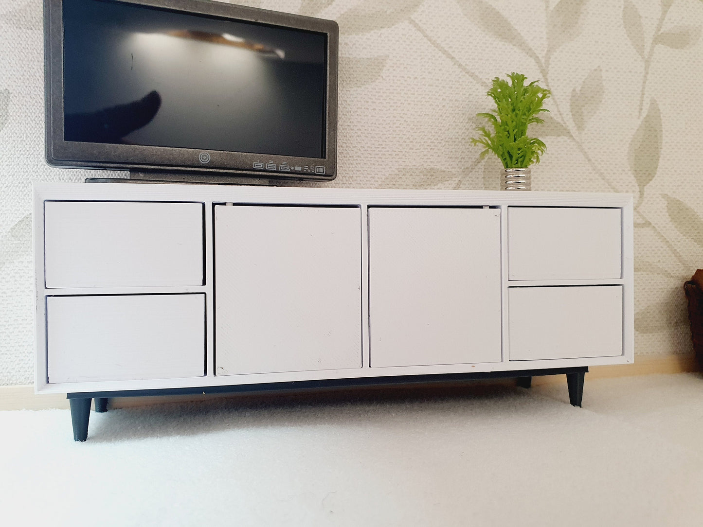 Dolls House Modern Sideboard, Choice Of Colours 1:12th Scale sideboard , Miniature Sideboard (SIDE1)