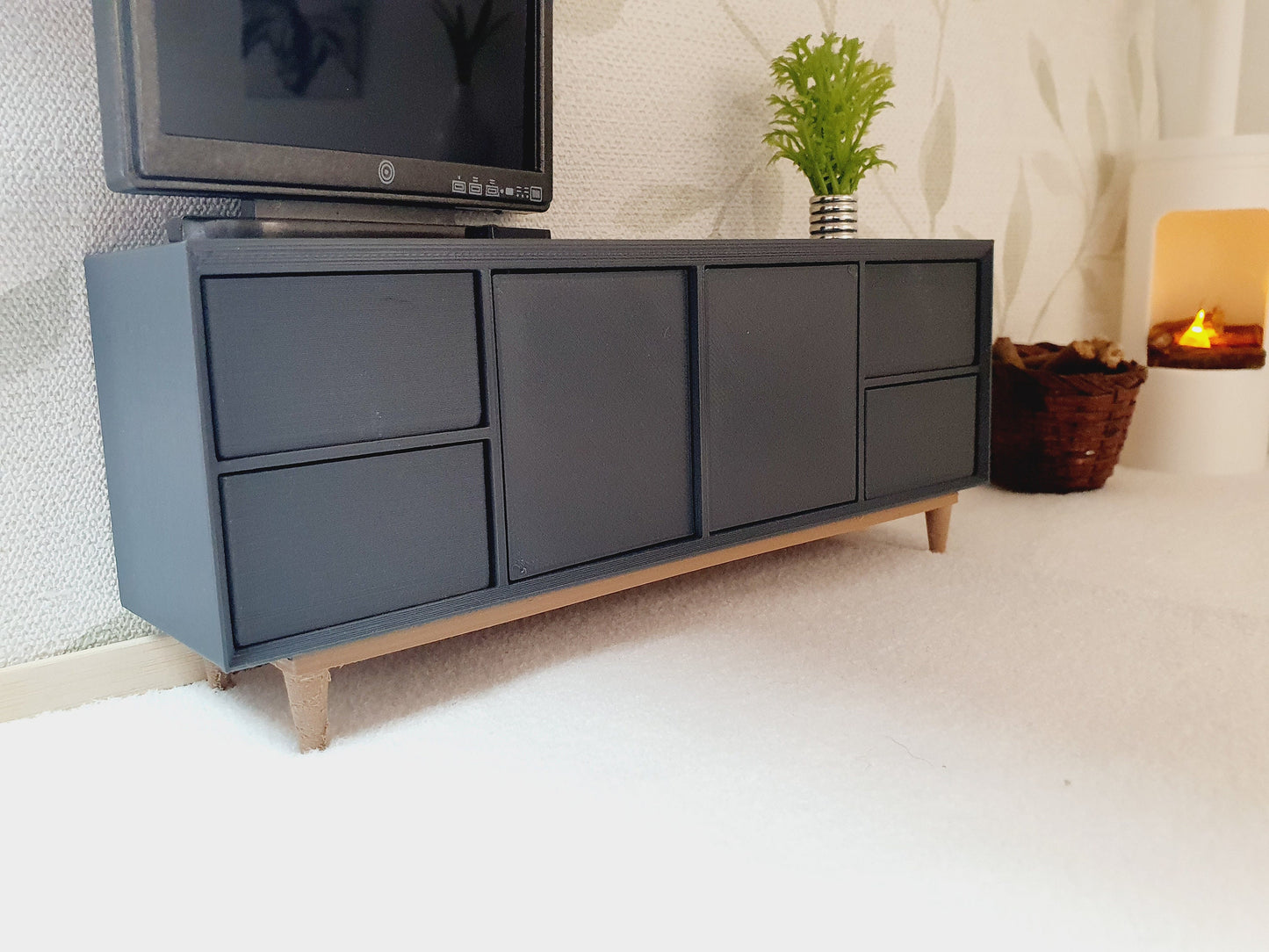 Dolls House Modern Sideboard, Choice Of Colours 1:12th Scale sideboard , Miniature Sideboard (SIDE1)