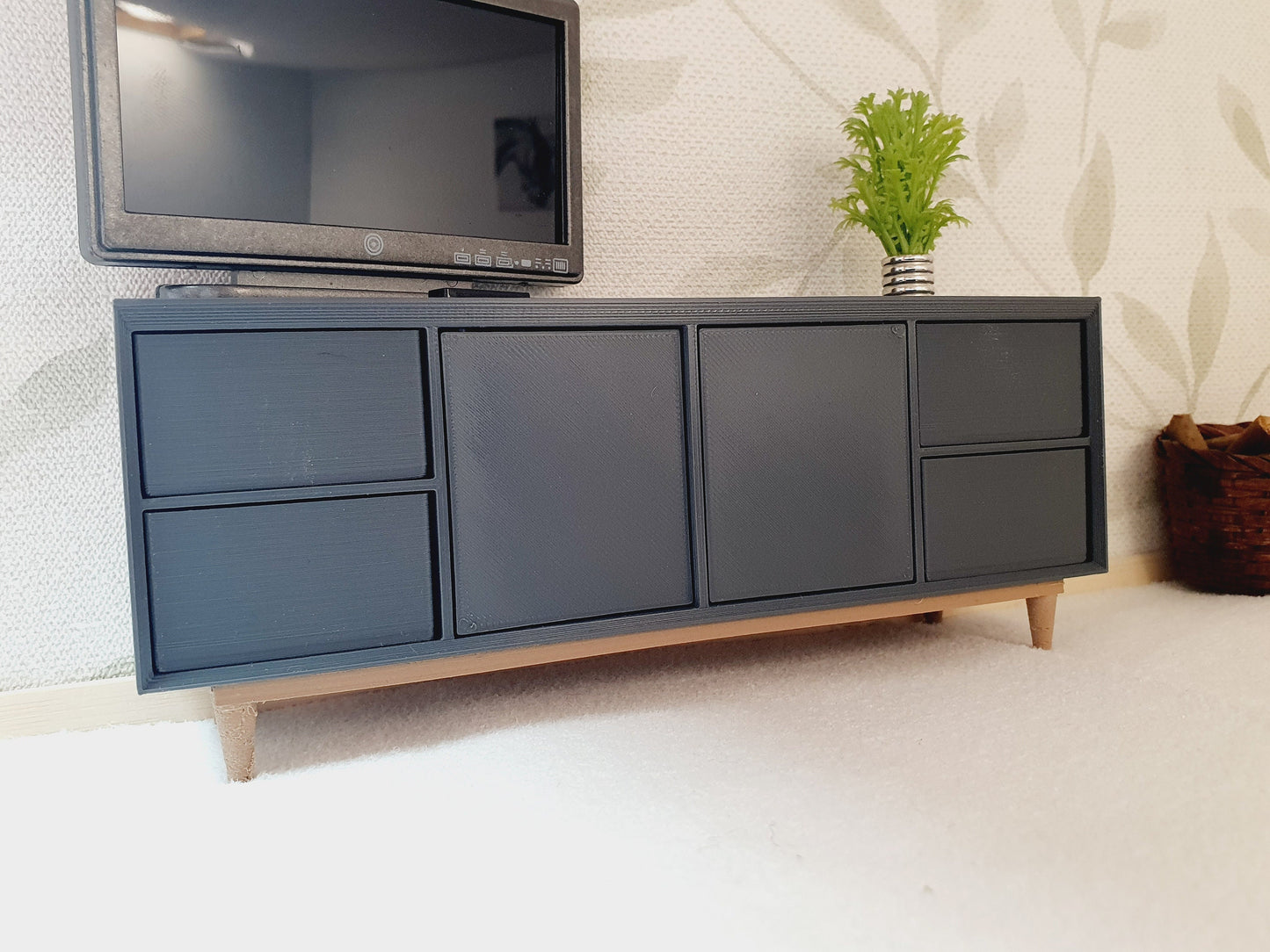 Dolls House Modern Sideboard, Choice Of Colours 1:12th Scale sideboard , Miniature Sideboard (SIDE1)