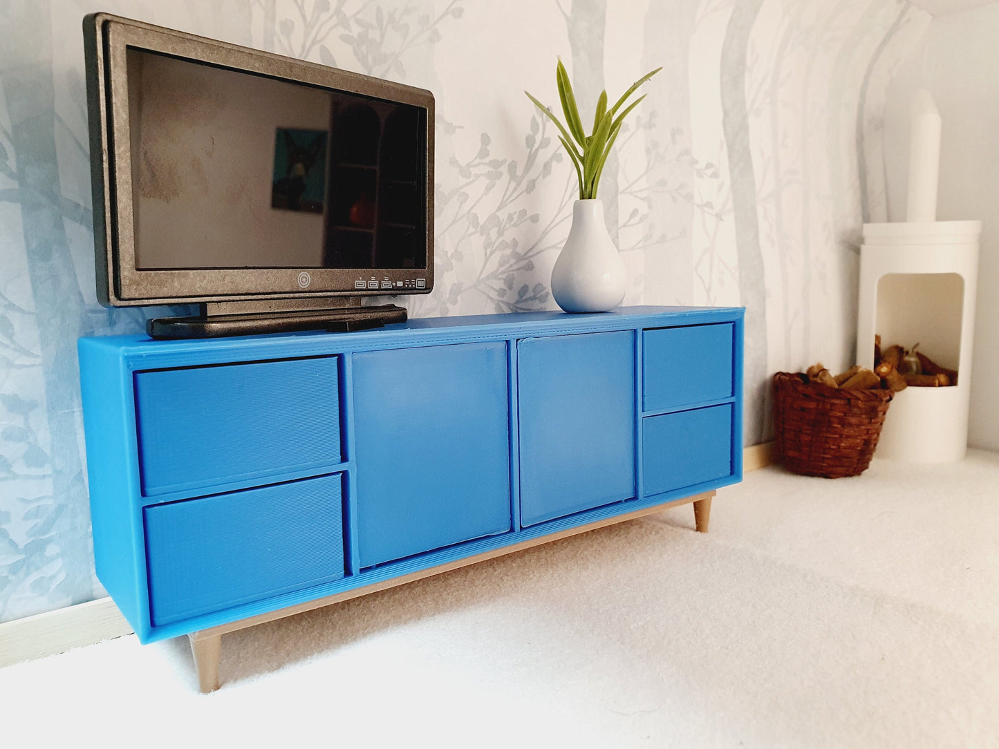 Dolls House Modern Sideboard, Choice Of Colours 1:12th Scale sideboard , Miniature Sideboard (SIDE1)