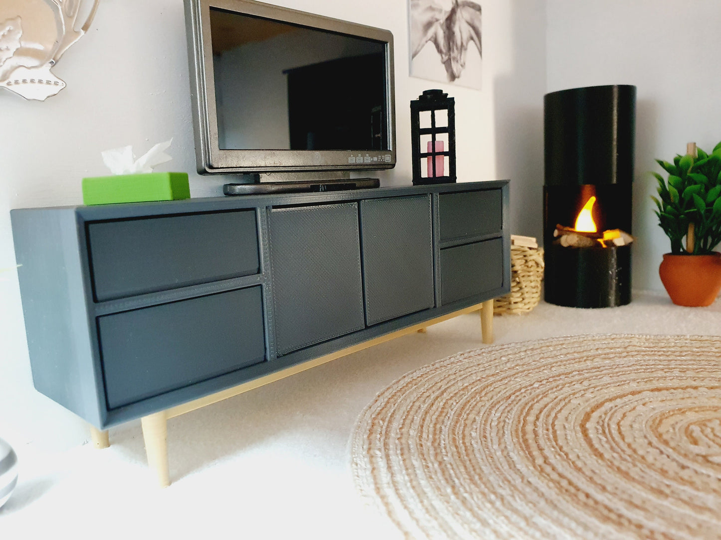 Dolls House Modern Sideboard, Choice Of Colours 1:12th Scale sideboard , Miniature Sideboard (SIDE1)