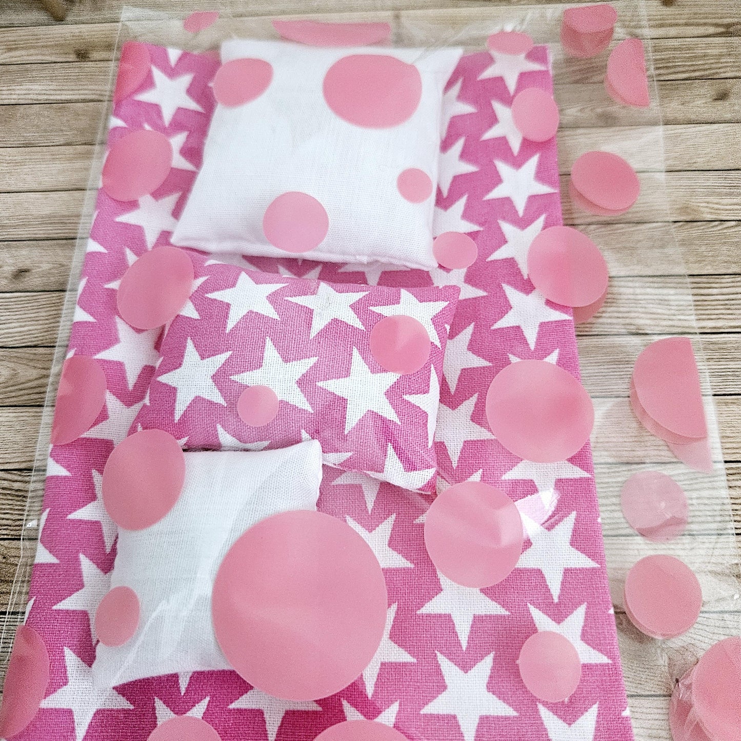 SALE!! Dolls house Pink Star Single 12th Scale Bedding Set, Doll House Girls Room Bedding