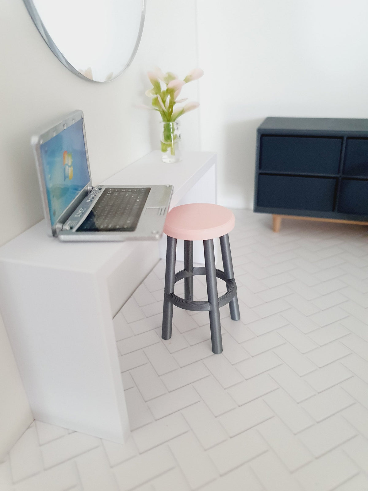 Dolls House Coloured Bar Stool, 1:12th Scale, Miniature Bar Stool (K-BS1)