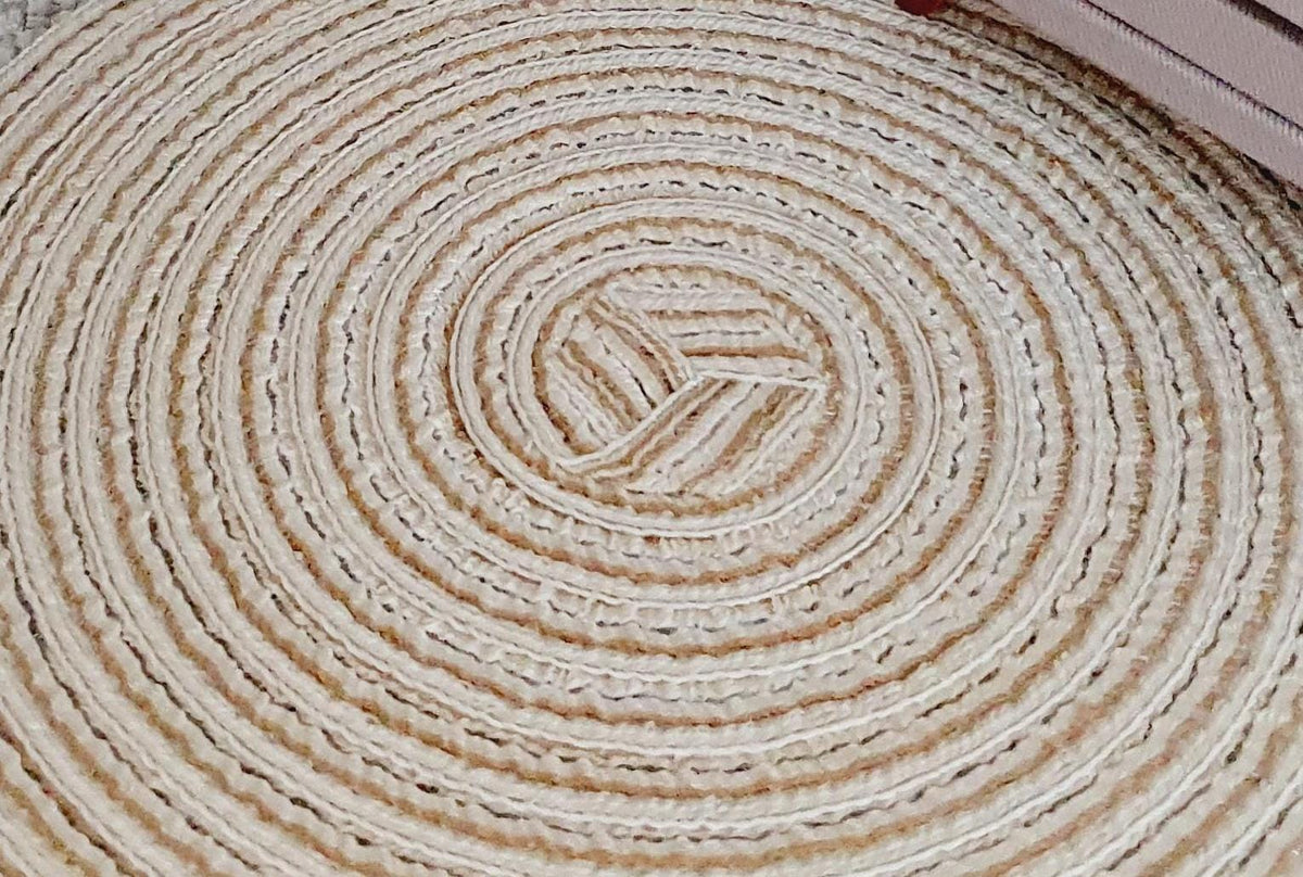 Dolls House Modern Round Beige Rug 1:12th Scale, Miniature Rug