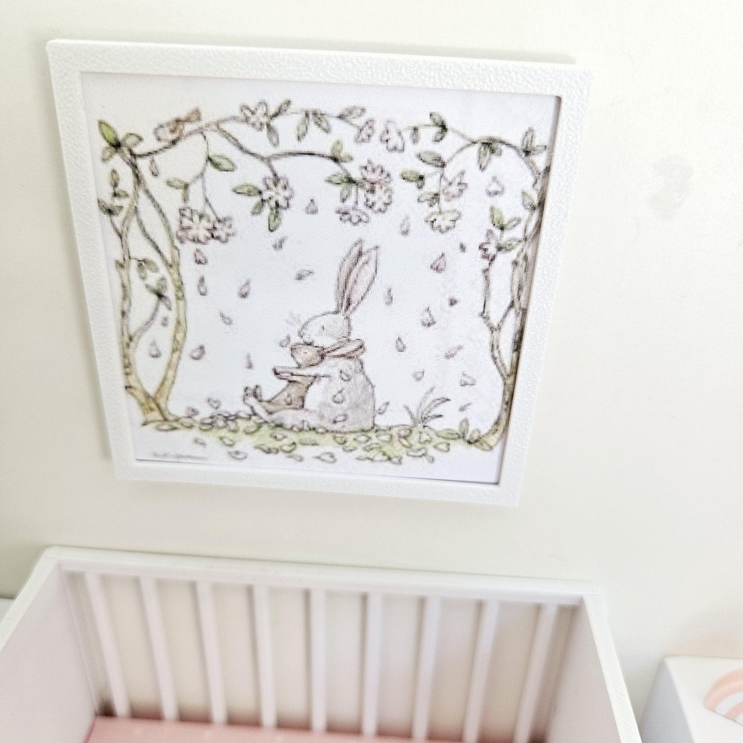 Dolls House Modern Framed Wall Art, Rabbit picture, 12th scale, miniature wall picture, Nursery wall art