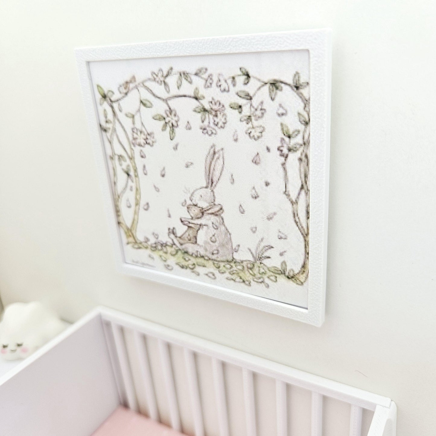 Dolls House Modern Framed Wall Art, Rabbit picture, 12th scale, miniature wall picture, Nursery wall art