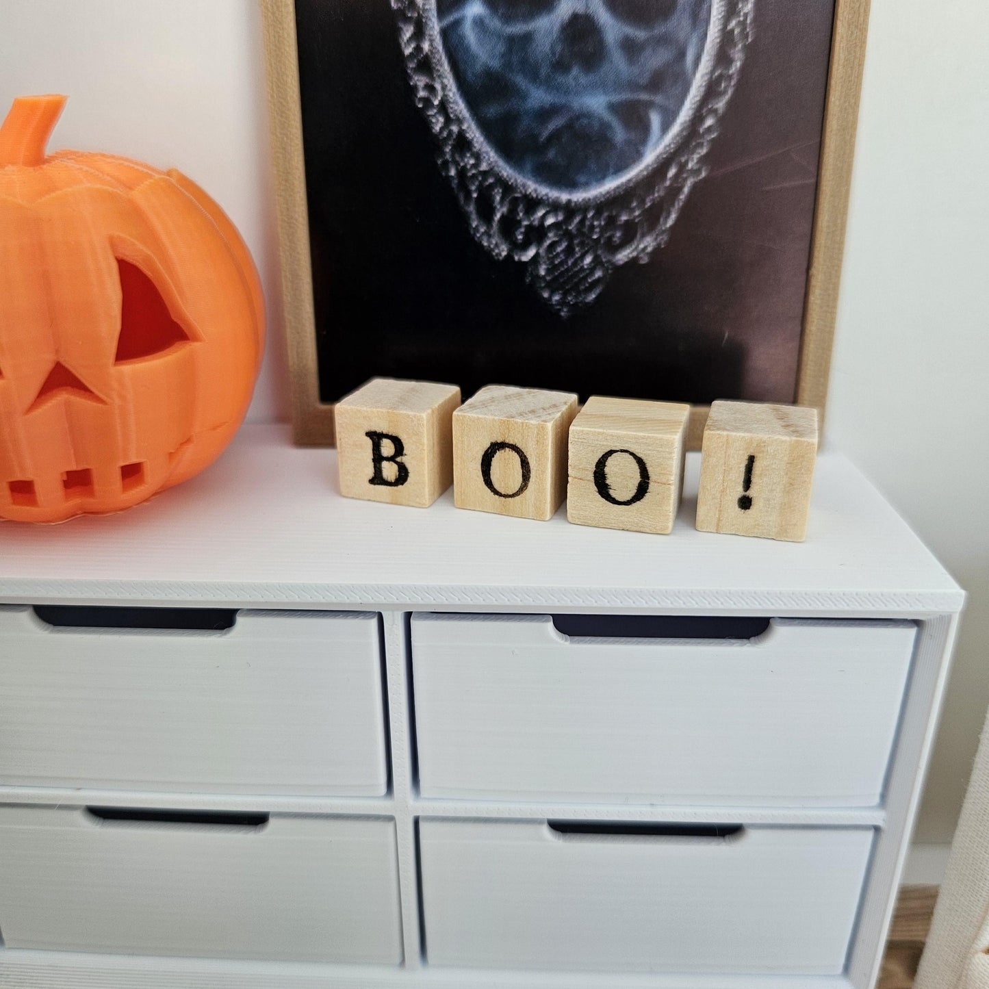 Dolls House Halloween Wooden Blocks with Boo!, 12th Scale, Miniature Words