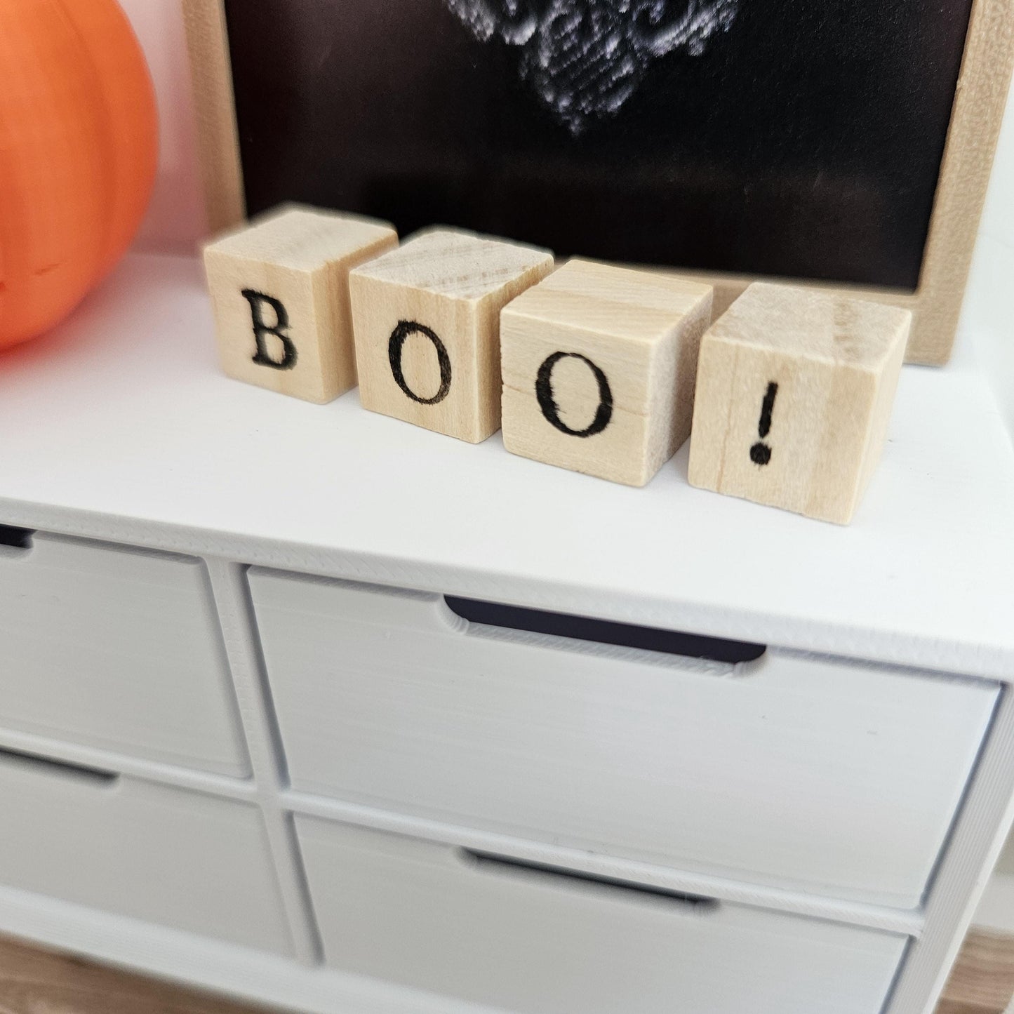 Dolls House Halloween Wooden Blocks with Boo!, 12th Scale, Miniature Words
