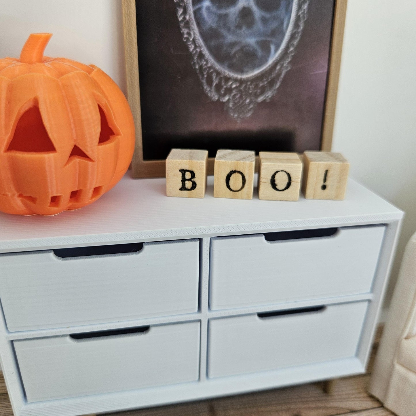 Dolls House Halloween Wooden Blocks with Boo!, 12th Scale, Miniature Words