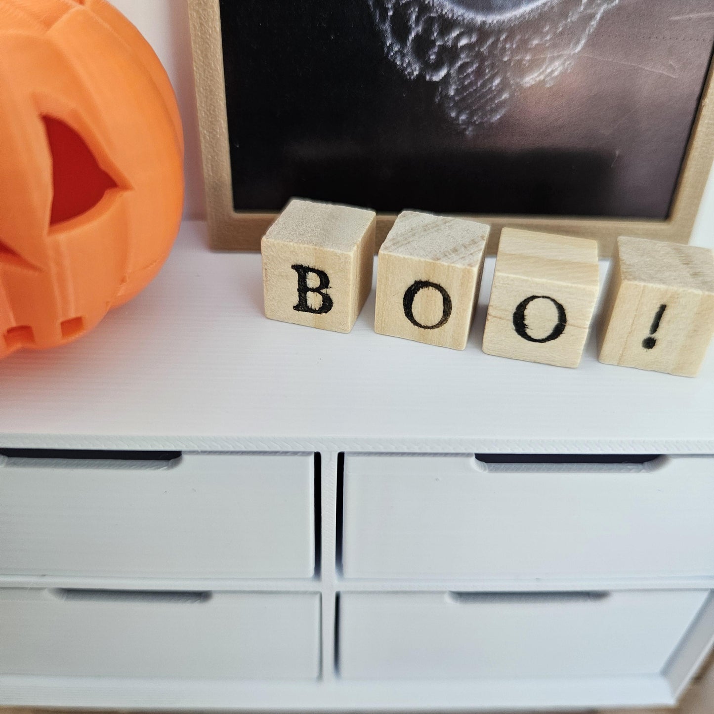 Dolls House Halloween Wooden Blocks with Boo!, 12th Scale, Miniature Words
