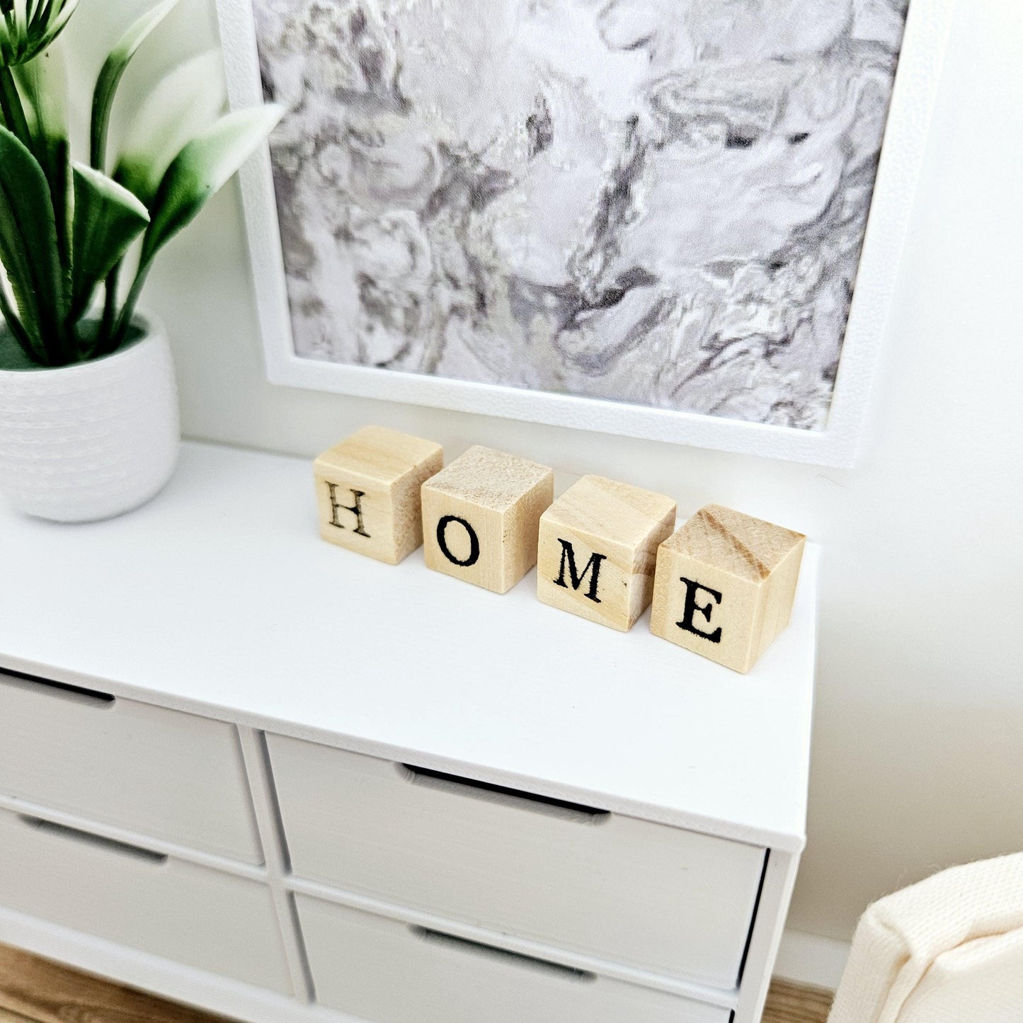 Dolls House Wooden Blocks with Home or Love Words, 12th Scale, Miniature Words