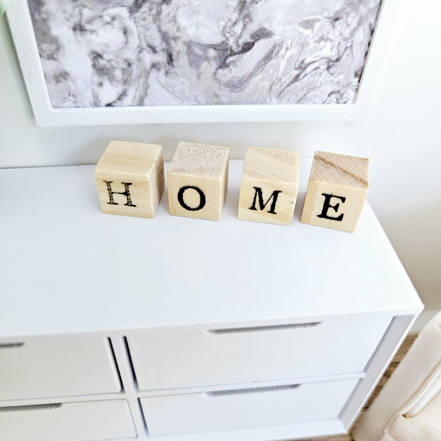 Dolls House Wooden Blocks with Home or Love Words, 12th Scale, Miniature Words