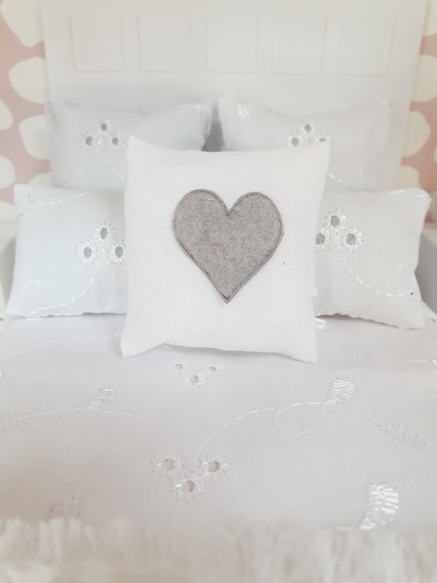 Dolls house Heart cushion, choice of colour, 12th scale cushions, miniature cushion