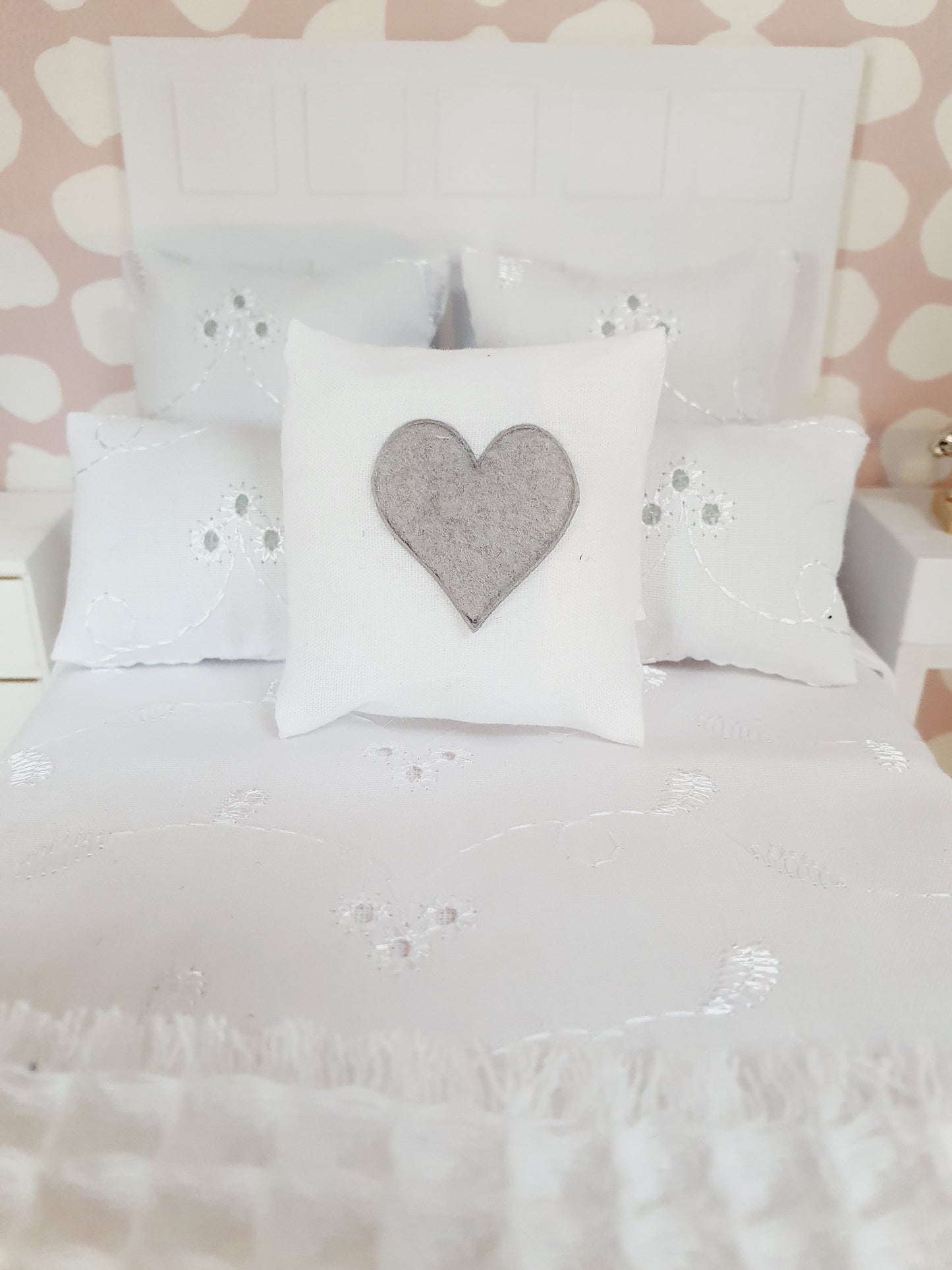Dolls house Heart cushion, choice of colour, 12th scale cushions, miniature cushion