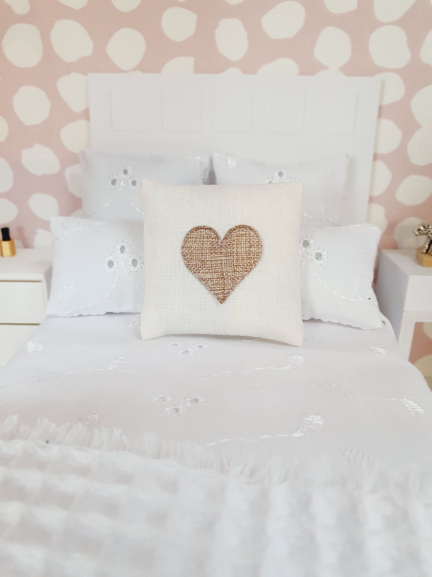 Dolls house Heart cushion, choice of colour, 12th scale cushions, miniature cushion