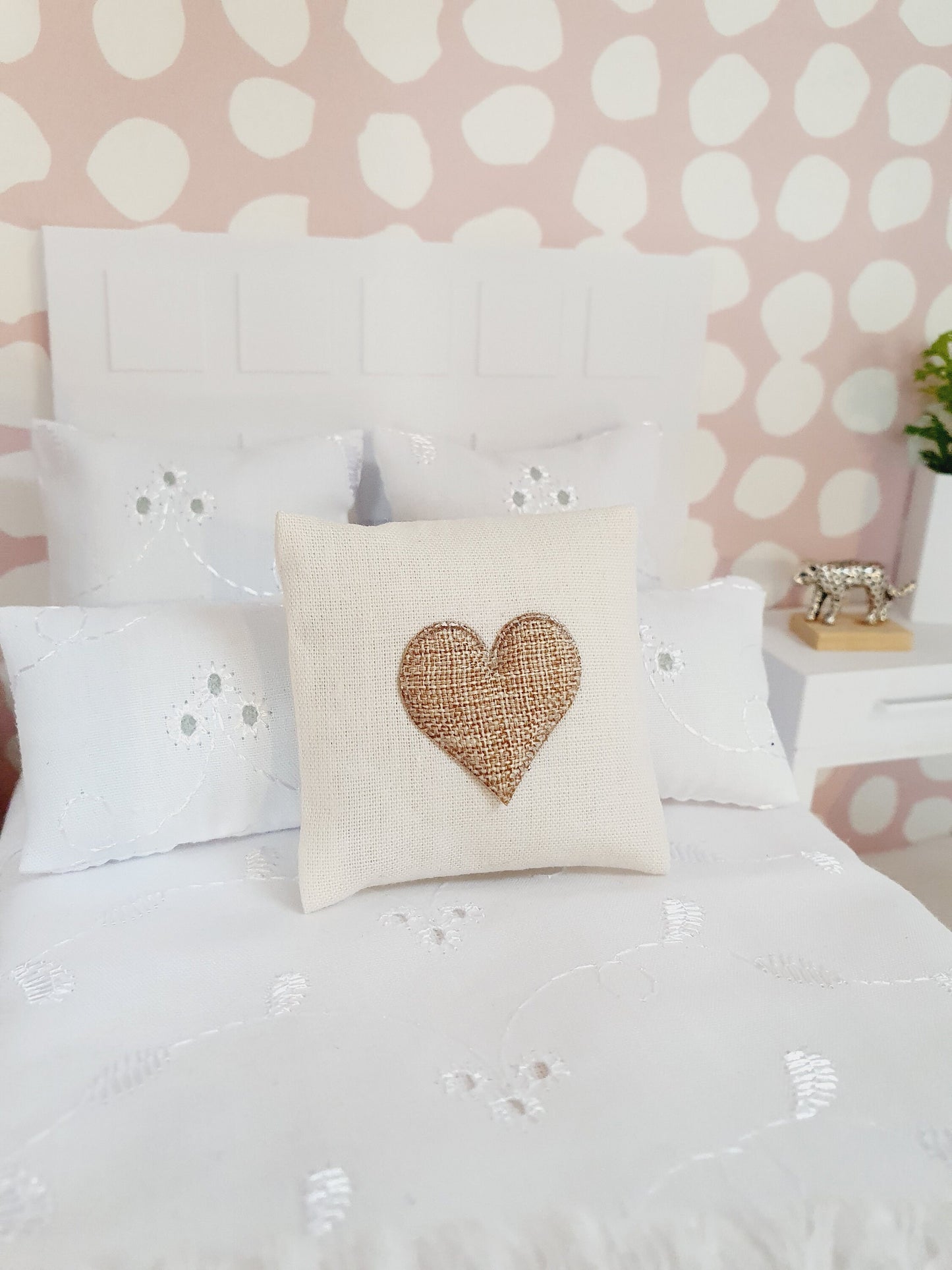 Dolls house Heart cushion, choice of colour, 12th scale cushions, miniature cushion