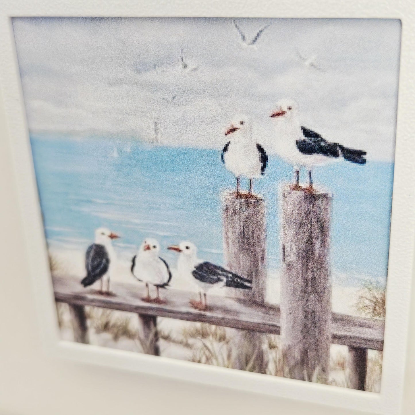Dolls House Modern Framed Wall Art, Seagulls picture, 12th scale, miniature wall picture for any room