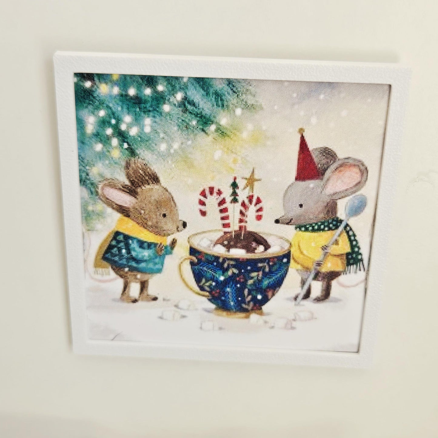 Dolls House Christmas Wall Art | Framed Mice Print | 1:12 Scale Miniature Picture