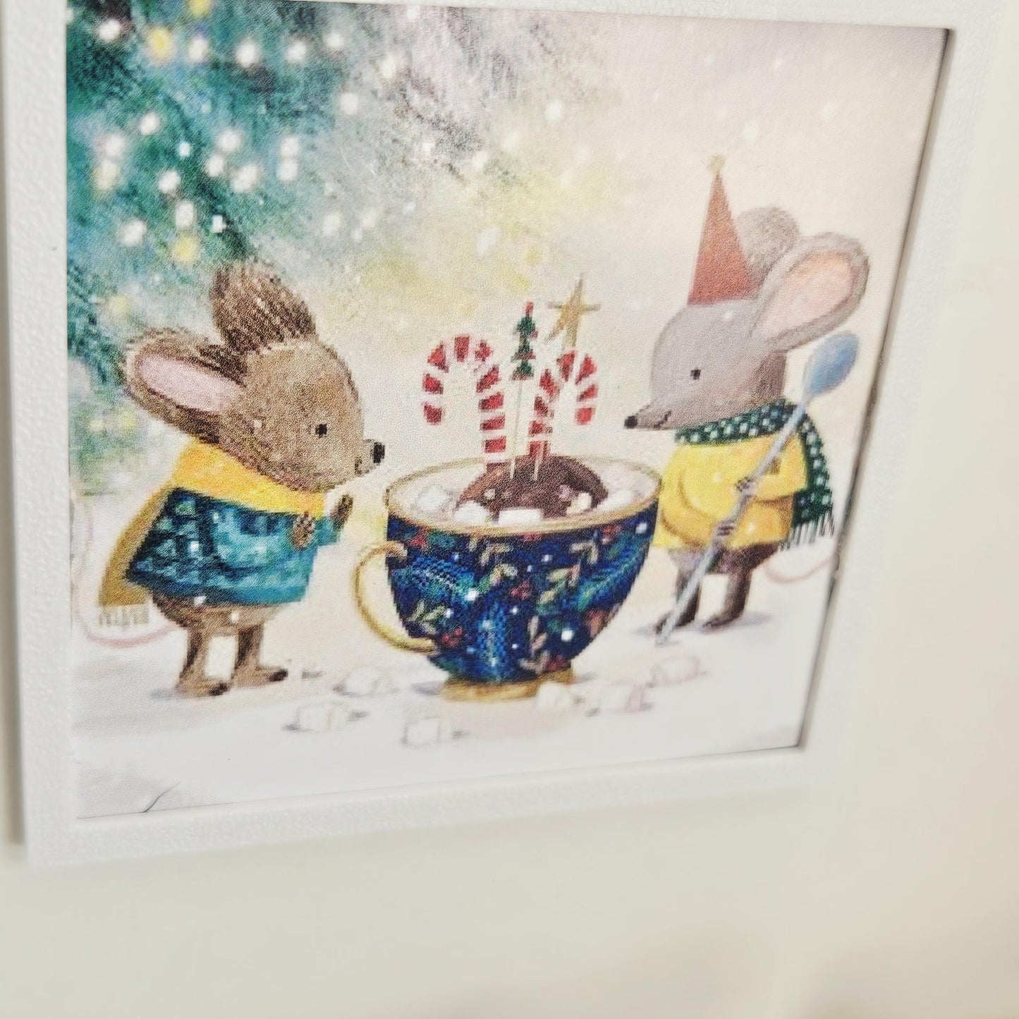 Dolls House Christmas Wall Art | Framed Mice Print | 1:12 Scale Miniature Picture