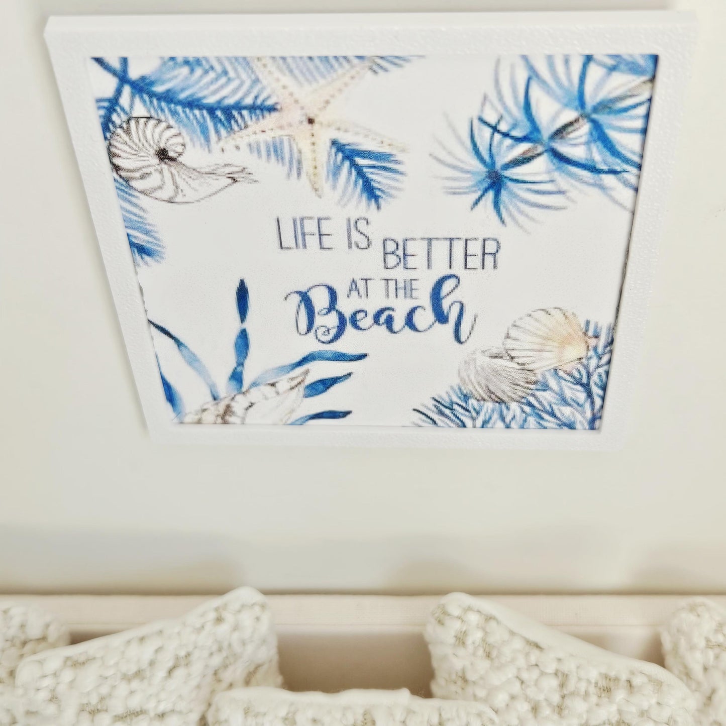 Dolls House Modern Framed Wall Art, Life is better at the beach picture, 12th scale, miniature wall picture for any room