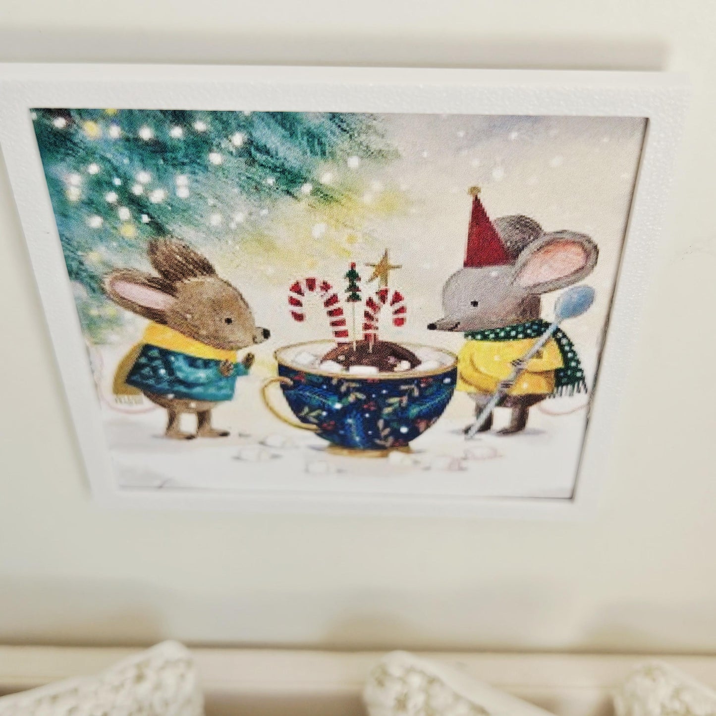 Dolls House Christmas Wall Art | Framed Mice Print | 1:12 Scale Miniature Picture