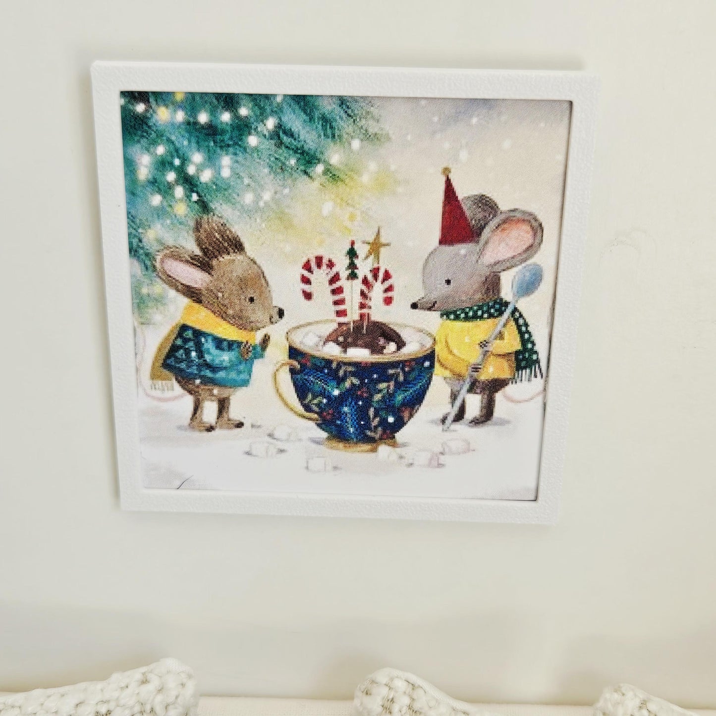 Dolls House Christmas Wall Art | Framed Mice Print | 1:12 Scale Miniature Picture