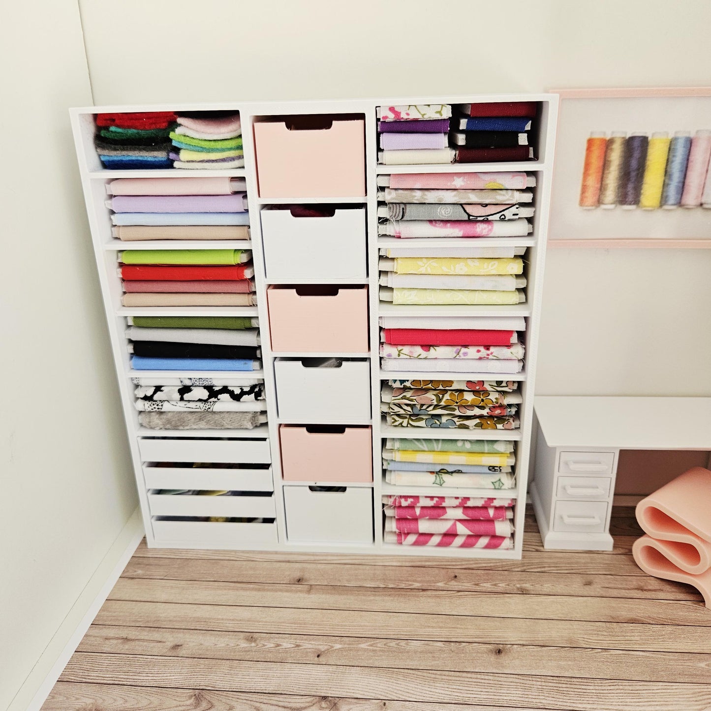 Dolls House Fully Stocked Craft Storage Unit – Modern Fully Equipped Craft Or Sewing Room Unit, 12th scale, Inch scale Miniature Furniture