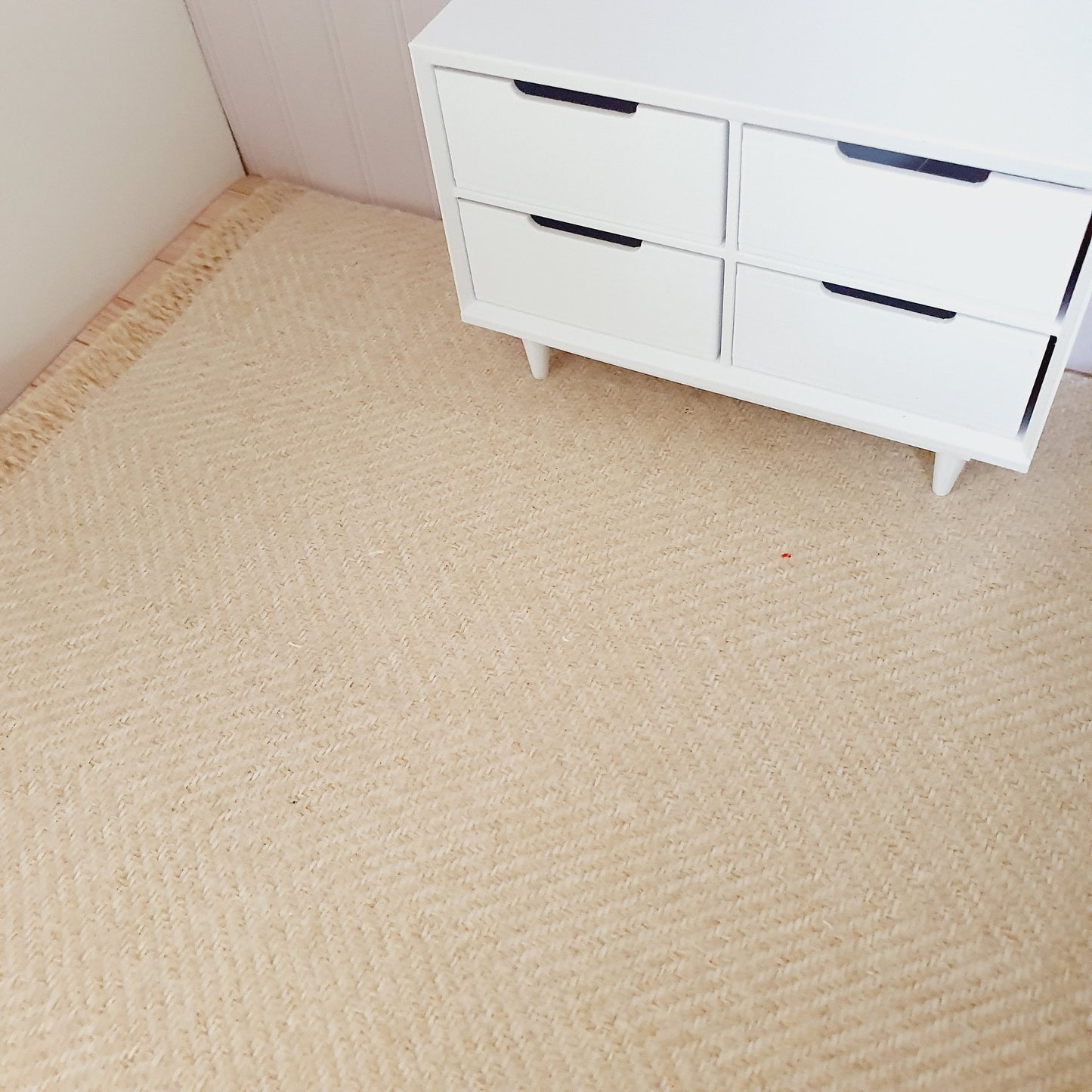 Dolls House Large Dark Beige Herringbone Rug 1:12th Scale, Miniature Rug (RUG-EX)
