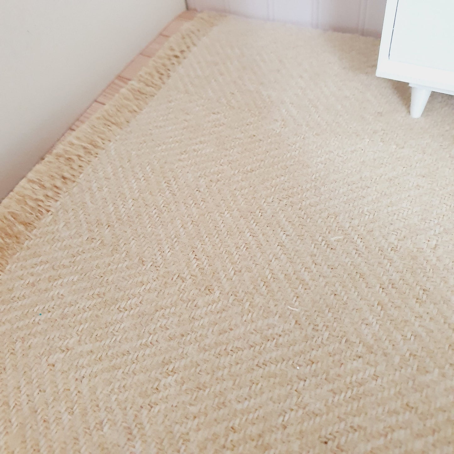 Dolls House Large Dark Beige Herringbone Rug 1:12th Scale, Miniature Rug (RUG-EX)