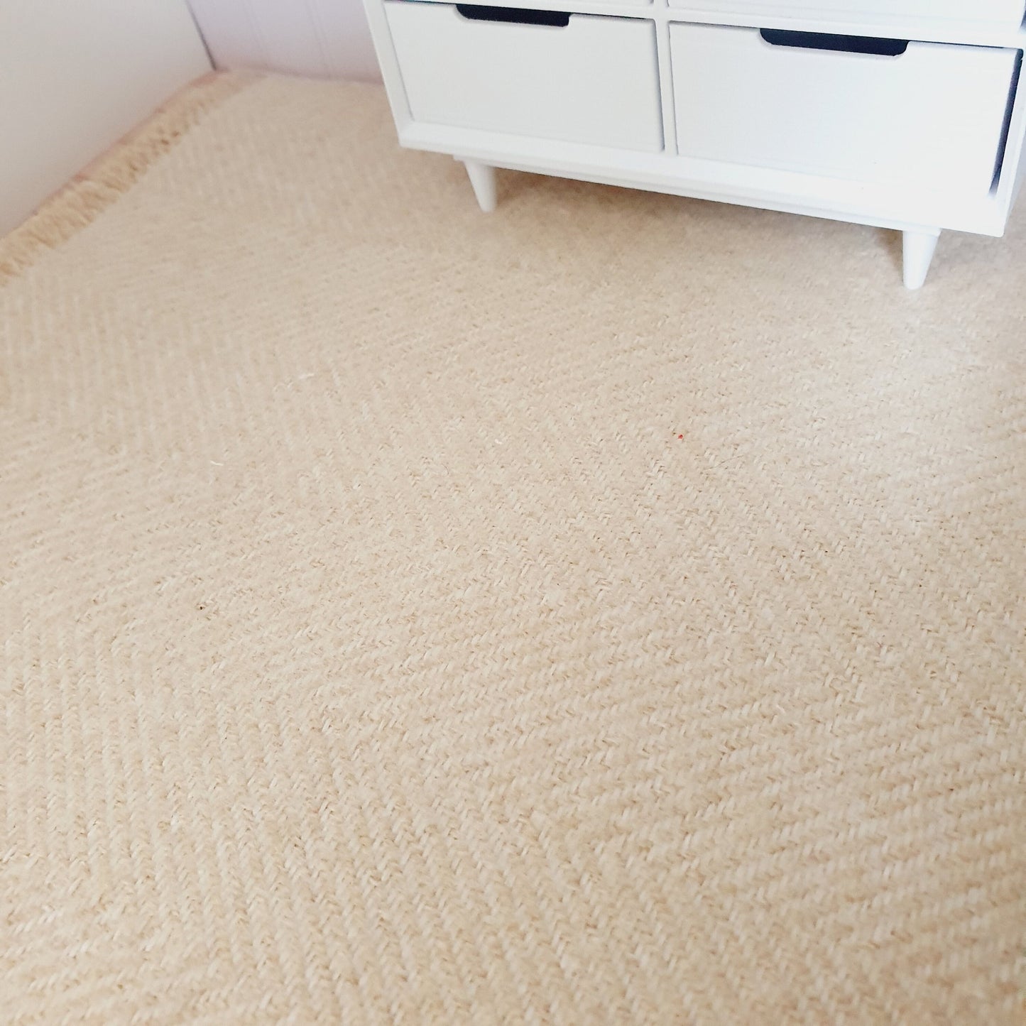 Dolls House Large Dark Beige Herringbone Rug 1:12th Scale, Miniature Rug (RUG-EX)