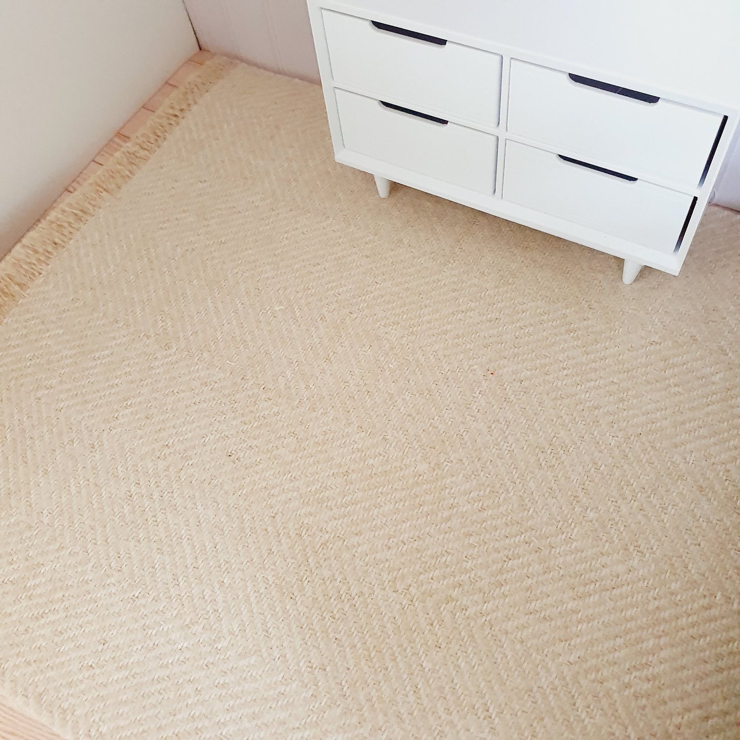 Dolls House Large Dark Beige Herringbone Rug 1:12th Scale, Miniature Rug (RUG-EX)