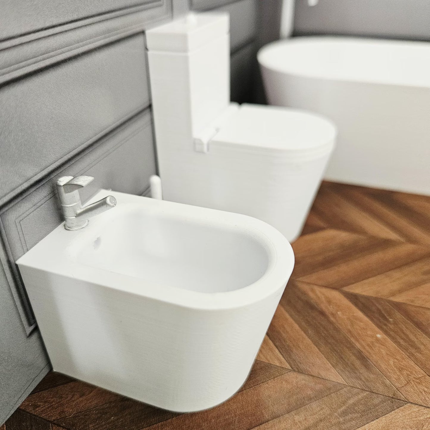 Dolls House Modern Bidet | European Style Miniature Bathroom Fixture | 1:12 Scale