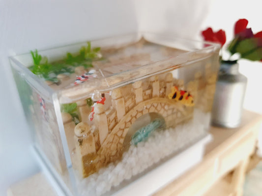Bridge & Fish Resin Aquarium – alternate view 2 | 1:12 scale dolls house miniature