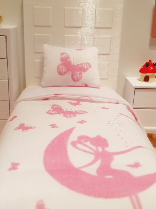 Pink Fairy Single Bedding Set – alternate view 2 | 1:12 scale dolls house miniature